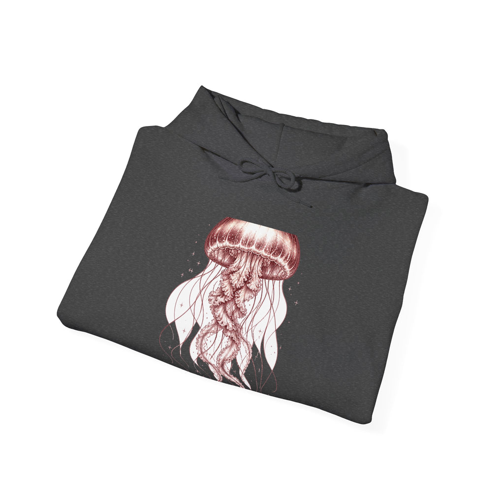 Matching Couple Sweatshirt - Octopus & Jellyfish Matching Couple Hooded Sweatshirt Vintage Art His Hers Wedding Gift - Design B