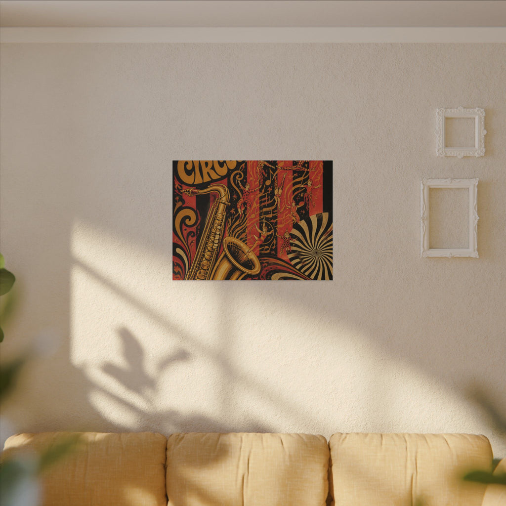 Saxophone Music Circus Wall Art Canvas 16×20 Psychedelic Cafe Decor Maximalist Print