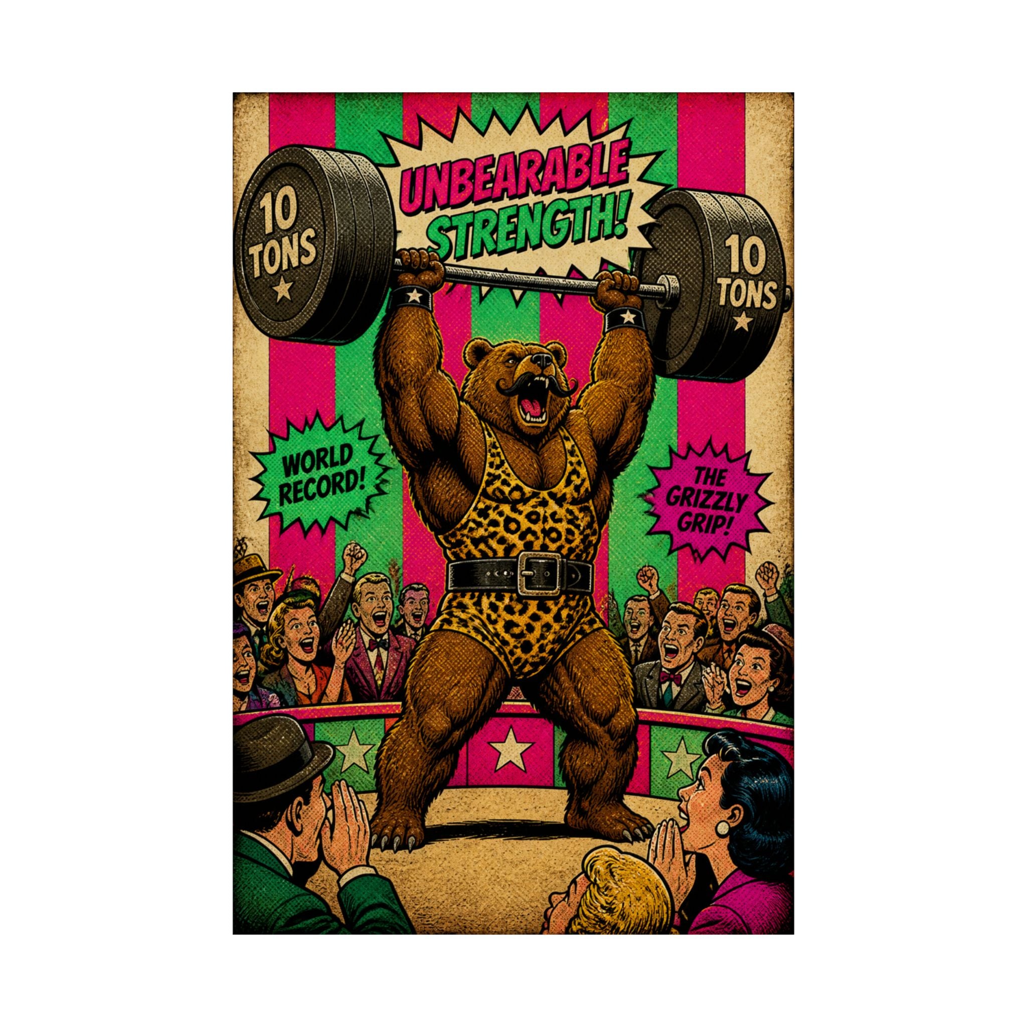 Strongman Bear Wall Art Poster 18×24 Pop Art Living Room Decor Maximalist Print