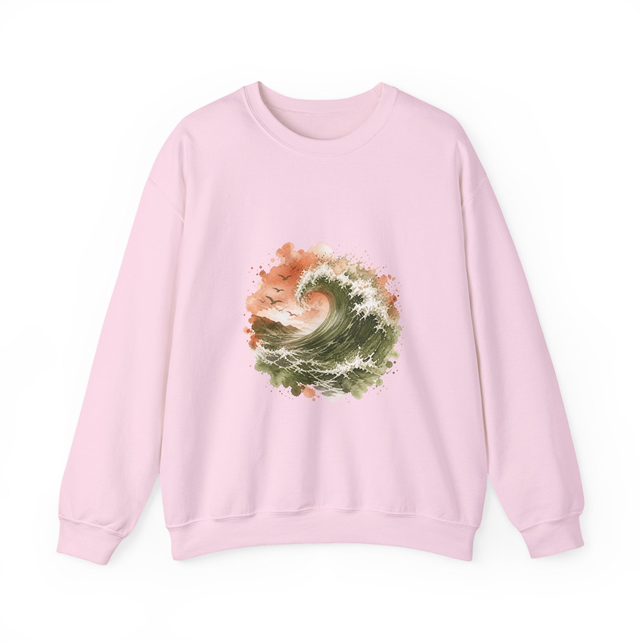 Matching Couple Sweatshirt - Mountain & Ocean Matching Couple Premium Fleece Sweatshirt Watercolor Art His Hers Birthday Gift - Design B