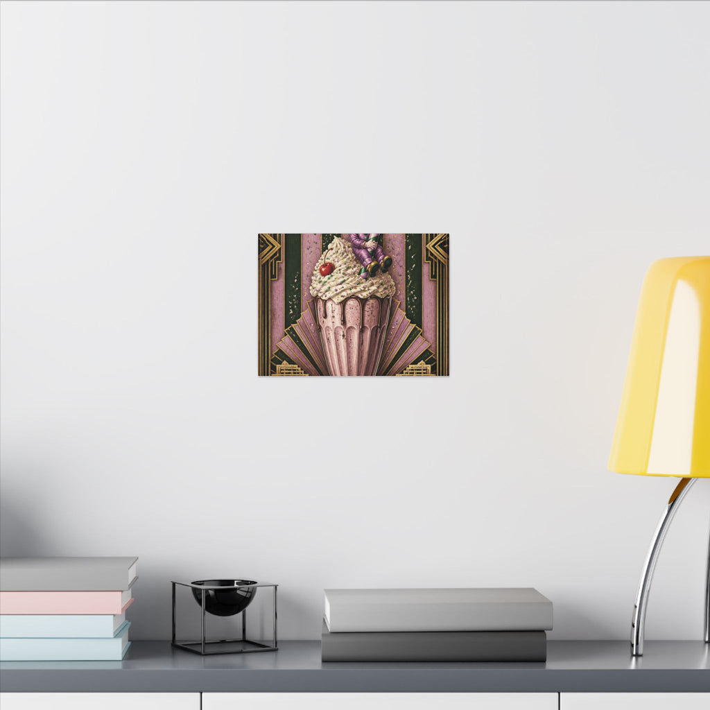 Milkshake Slide Clown Wall Art Canvas 16×20 Art Deco Entryway Decor Maximalist Print