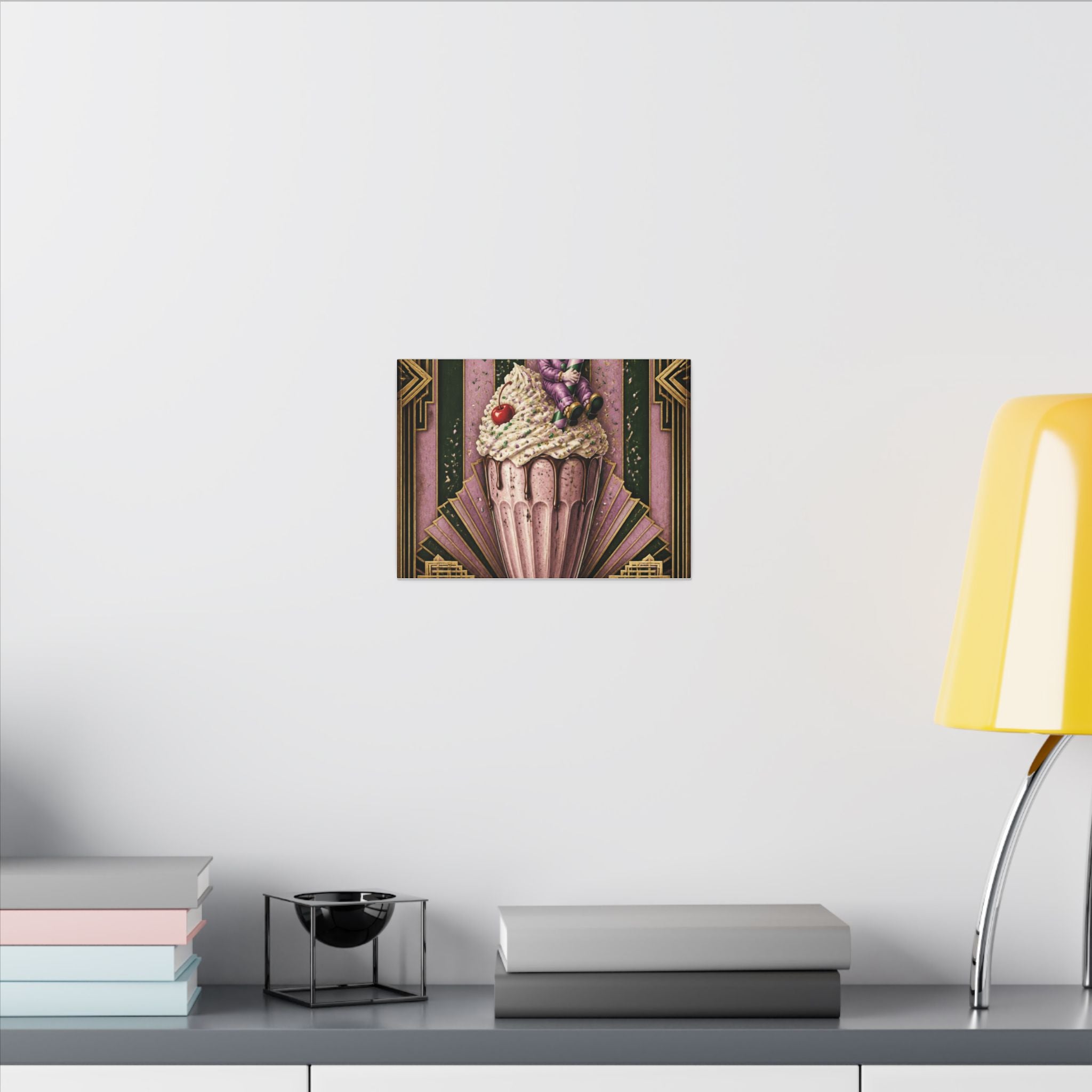 Milkshake Slide Clown Wall Art Canvas 16×20 Art Deco Entryway Decor Maximalist Print