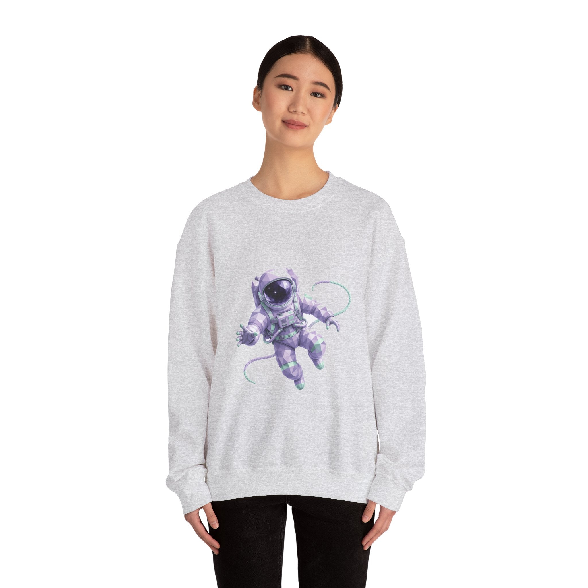 Matching Couple Sweatshirt - Astronaut & Planet Matching Couple Crewneck Sweatshirt Geometric Art His Hers Couple Gift - Design A