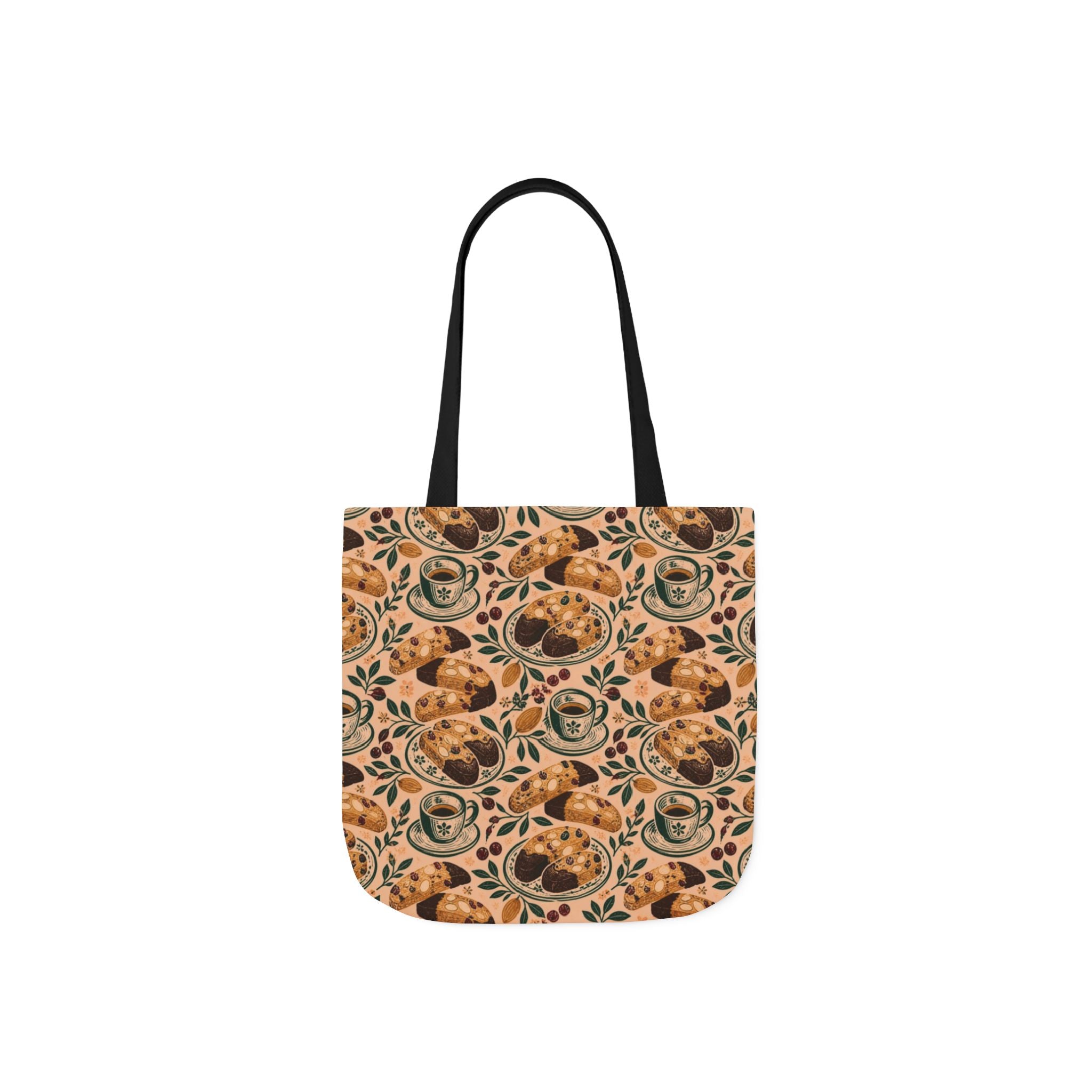 Almond Biscotti Canvas Tote Bag Mediterranean Kitchen Linocut Design Italian Cottagecore Gift