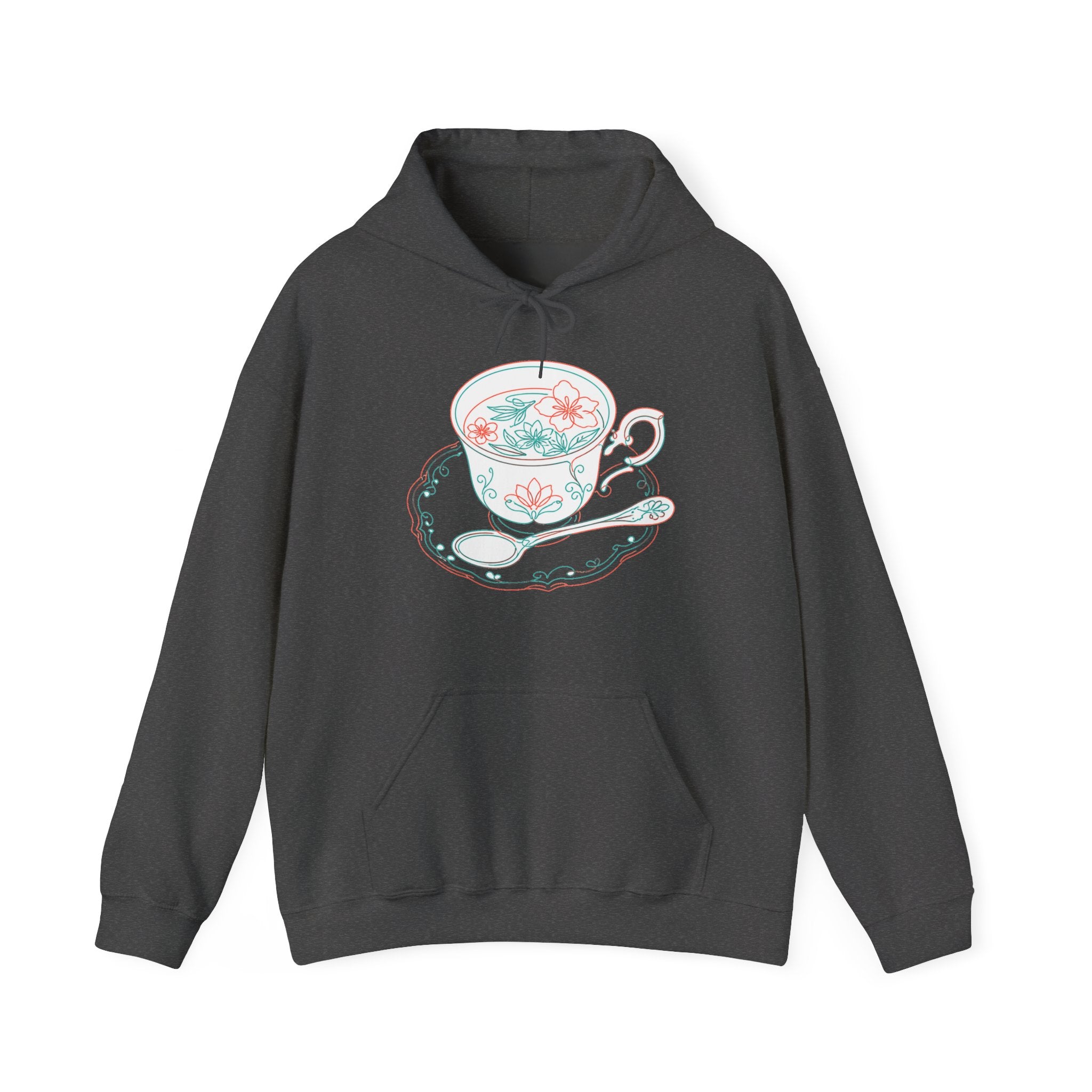 Matching Couple Sweatshirt - Coffee & Tea Matching Couple Hooded Sweatshirt Minimalist Art His Hers Valentine Gift - Design B