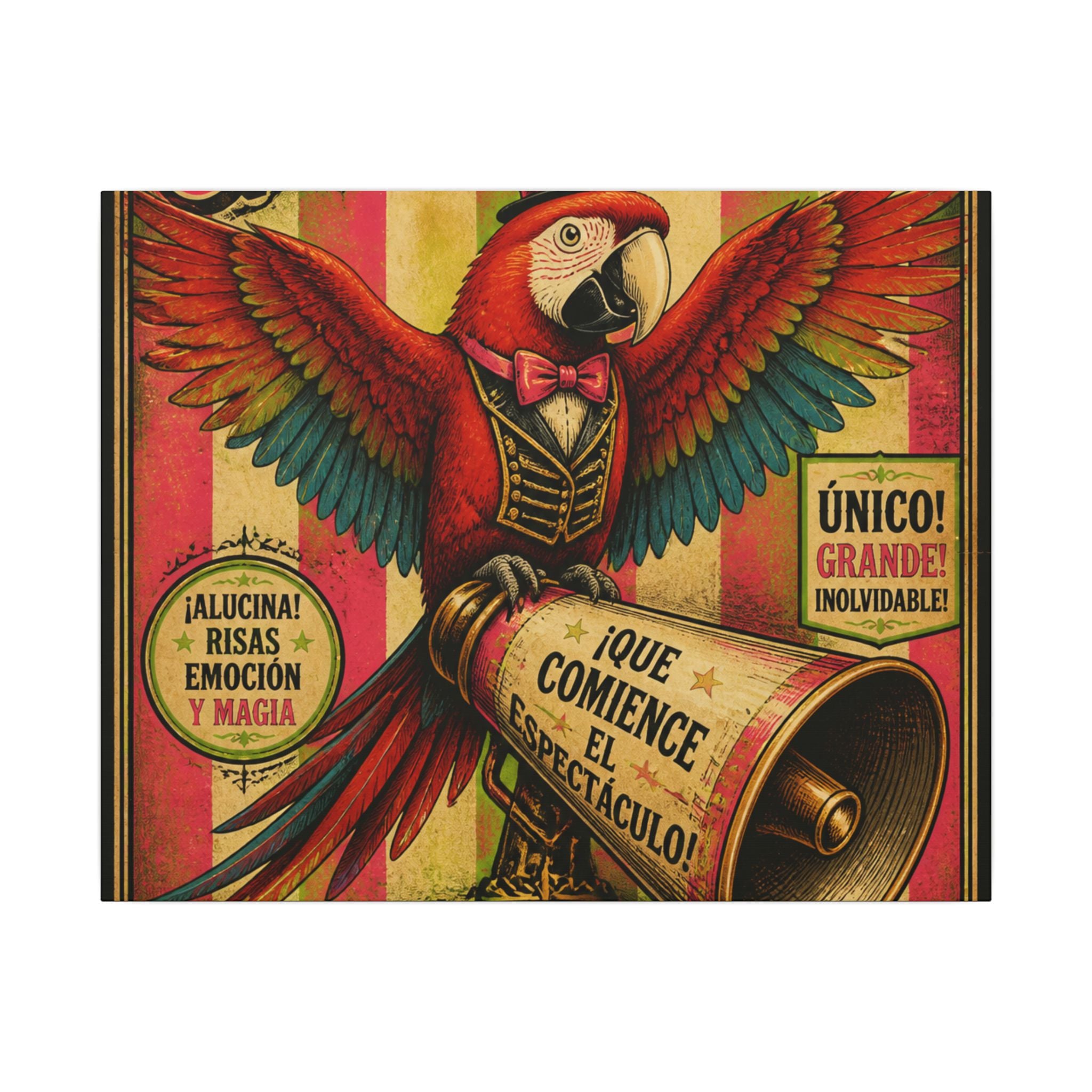 Parrot Ringmaster Wall Art Canvas 16×20 Vintage Circus Kitchen Decor Maximalist Print