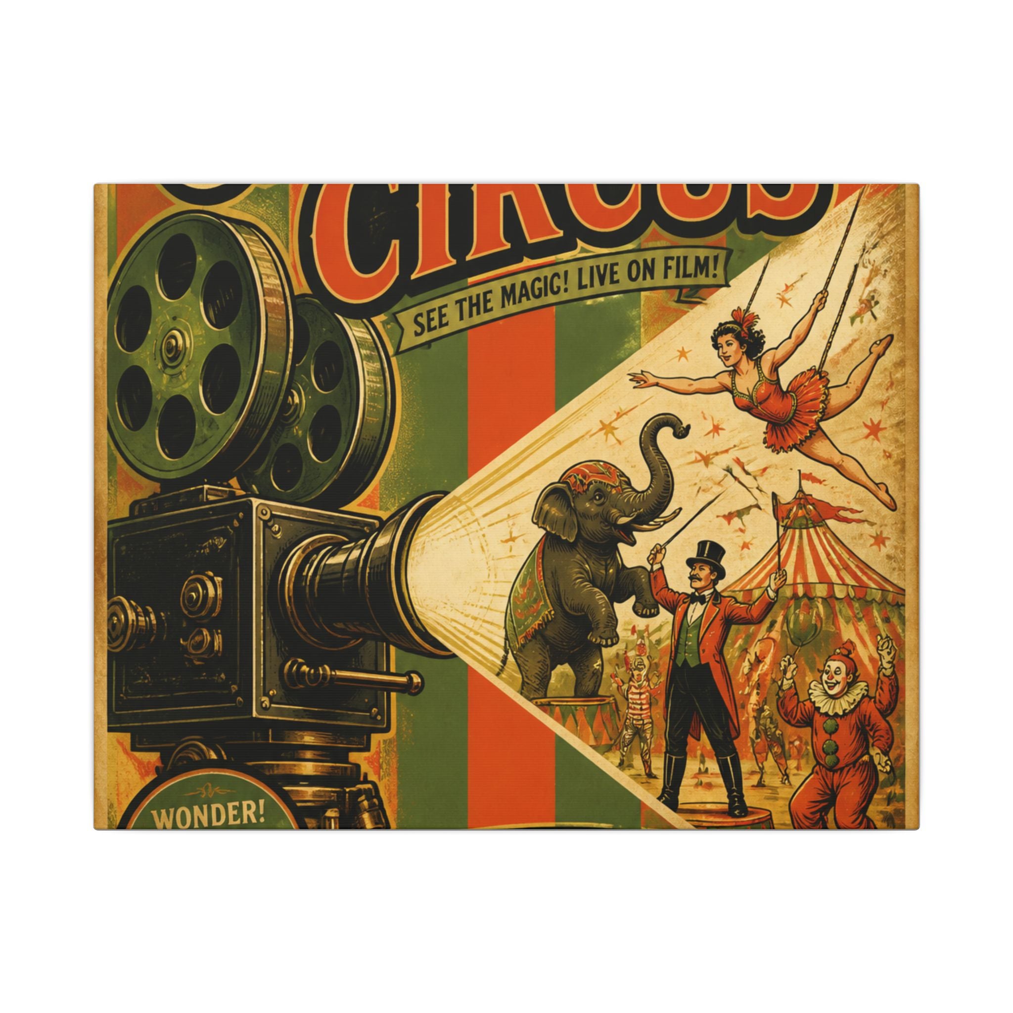 Film Camera Projector Show Wall Art Canvas 16×20 Vintage Circus Kitchen Decor Maximalist Print