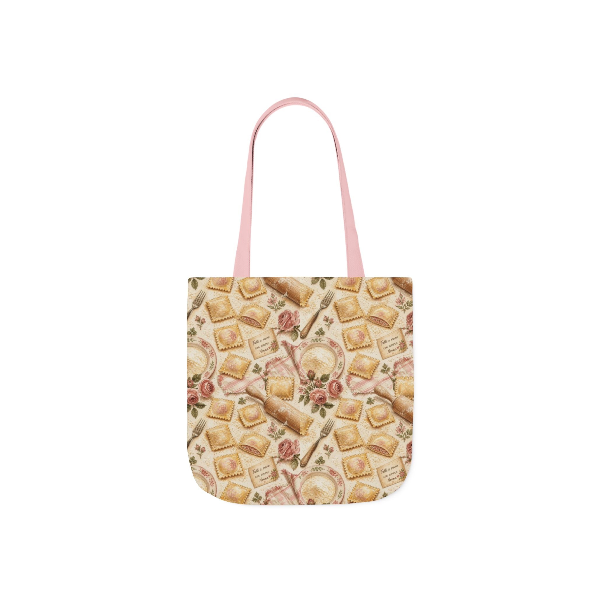 Fresh Ravioli Canvas Tote Bag Mediterranean Kitchen Watercolor Design Italian Cottagecore Gift