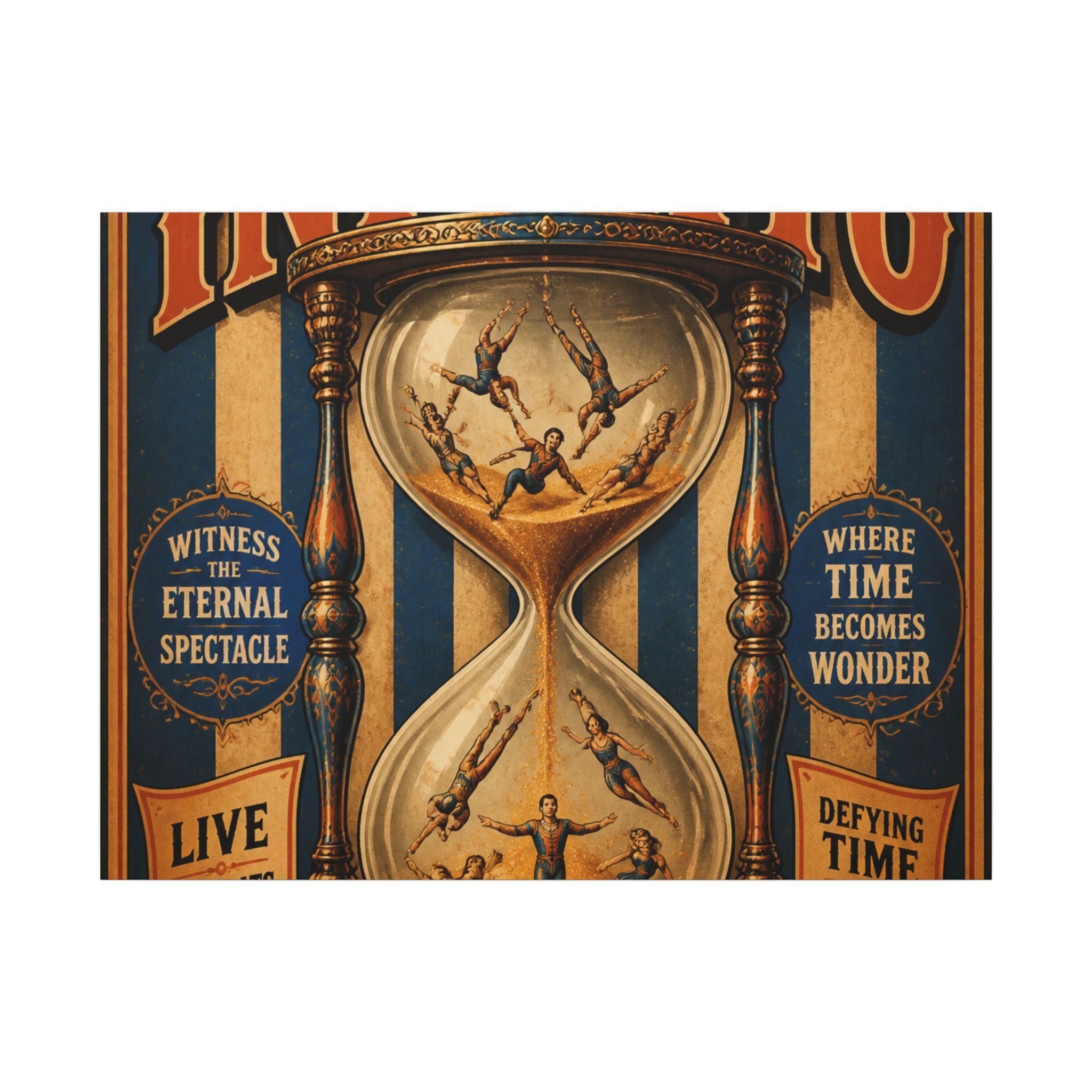 Hourglass Acrobats Wall Art Canvas 16×20 Vintage Circus Kitchen Decor Maximalist Print