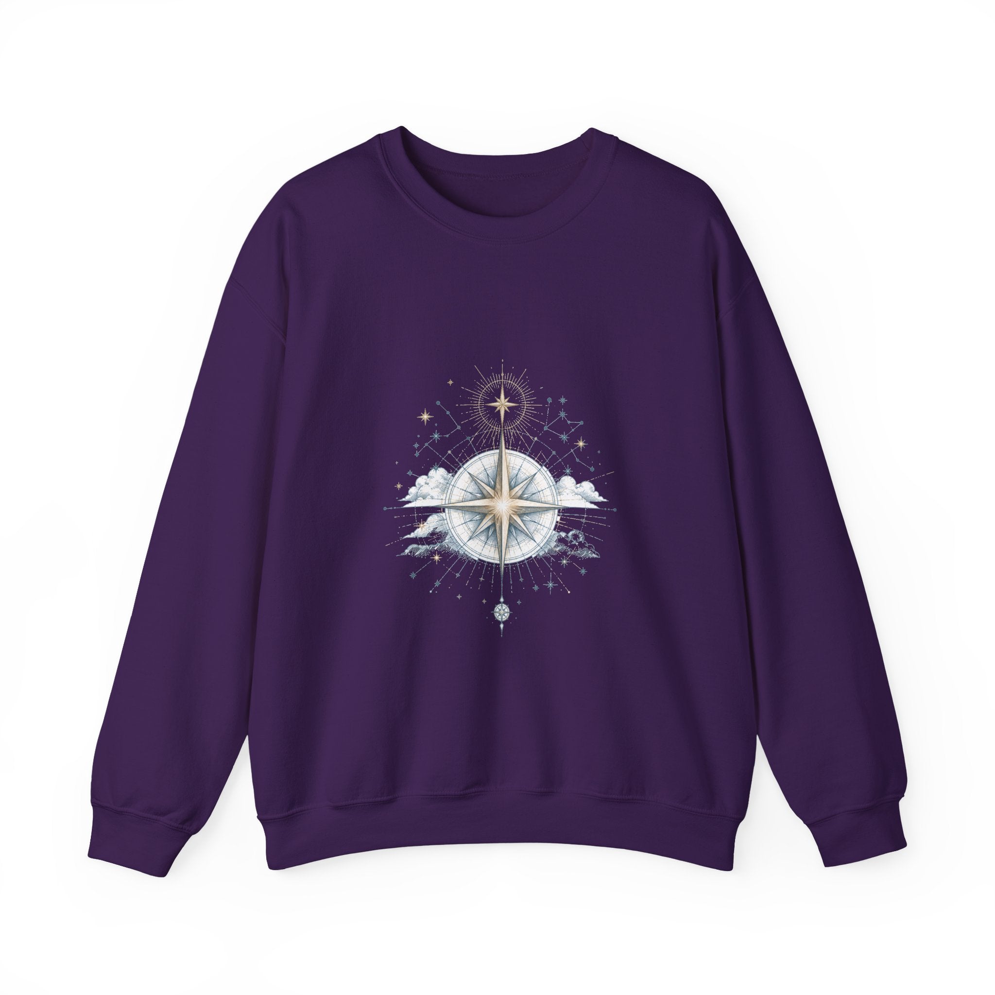 Matching Couple Sweatshirt - Shooting Star & North Star Matching Couple Crewneck Sweatshirt Hand-Drawn Art His Hers Best Friend Gift - Design B