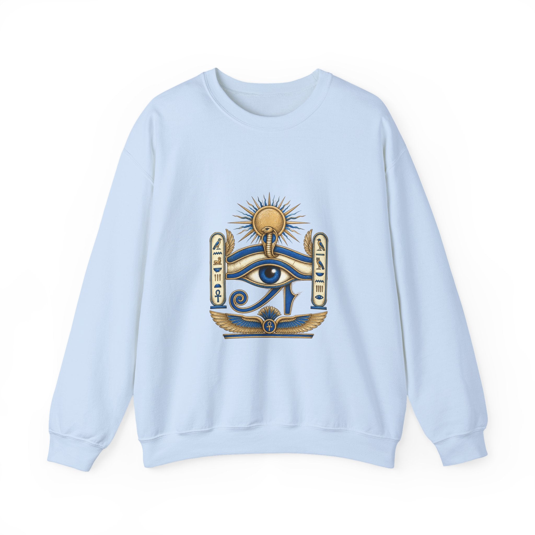 Matching Couple Sweatshirt - Eye of Ra & Horus Matching Couple Comfort Colors Crew Hand-Drawn Art His Hers Anniversary Gift - Design A