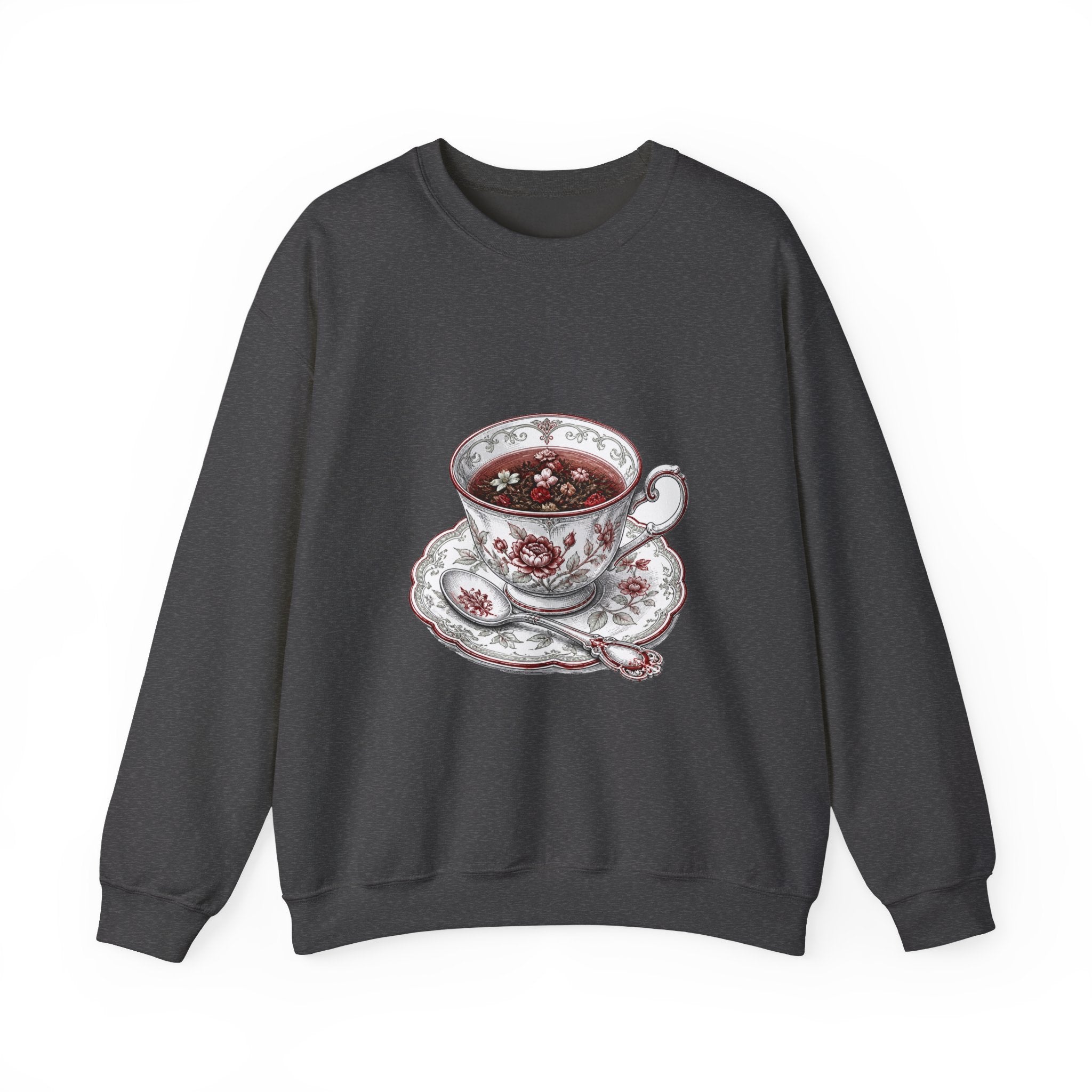 Matching Couple Sweatshirt - Coffee & Tea Matching Couple Premium Fleece Sweatshirt Hand-Drawn Art His Hers Anniversary Gift - Design B