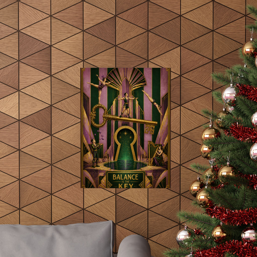 Giant Key Performance Wall Art Poster 18×24 Art Deco Entryway Decor Maximalist Print