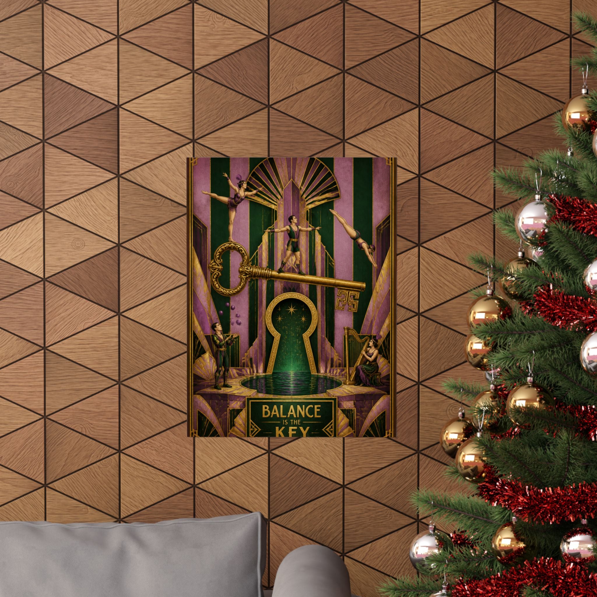 Giant Key Performance Wall Art Poster 18×24 Art Deco Entryway Decor Maximalist Print