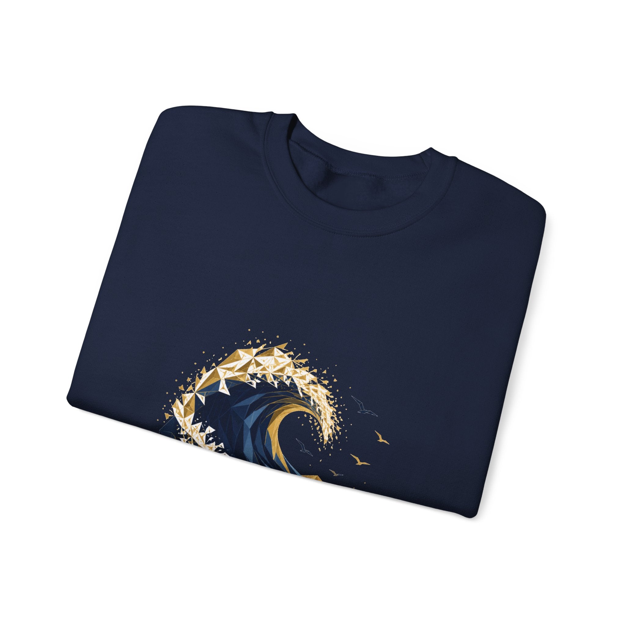 Matching Couple Sweatshirt - Mountain & Ocean Matching Couple Crewneck Sweatshirt Geometric Art His Hers Couple Gift - Design B