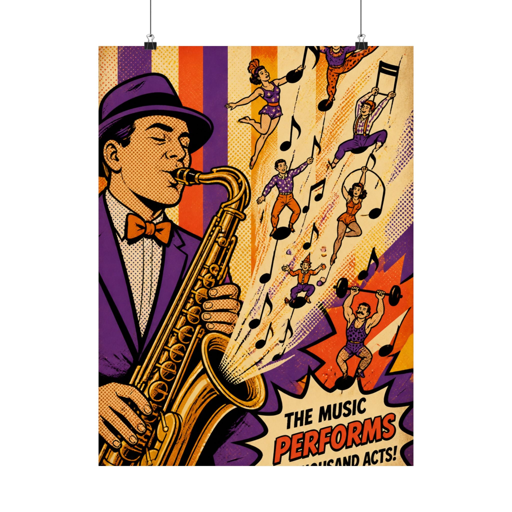 Saxophone Music Circus Wall Art Poster 18×24 Pop Art Living Room Decor Maximalist Print
