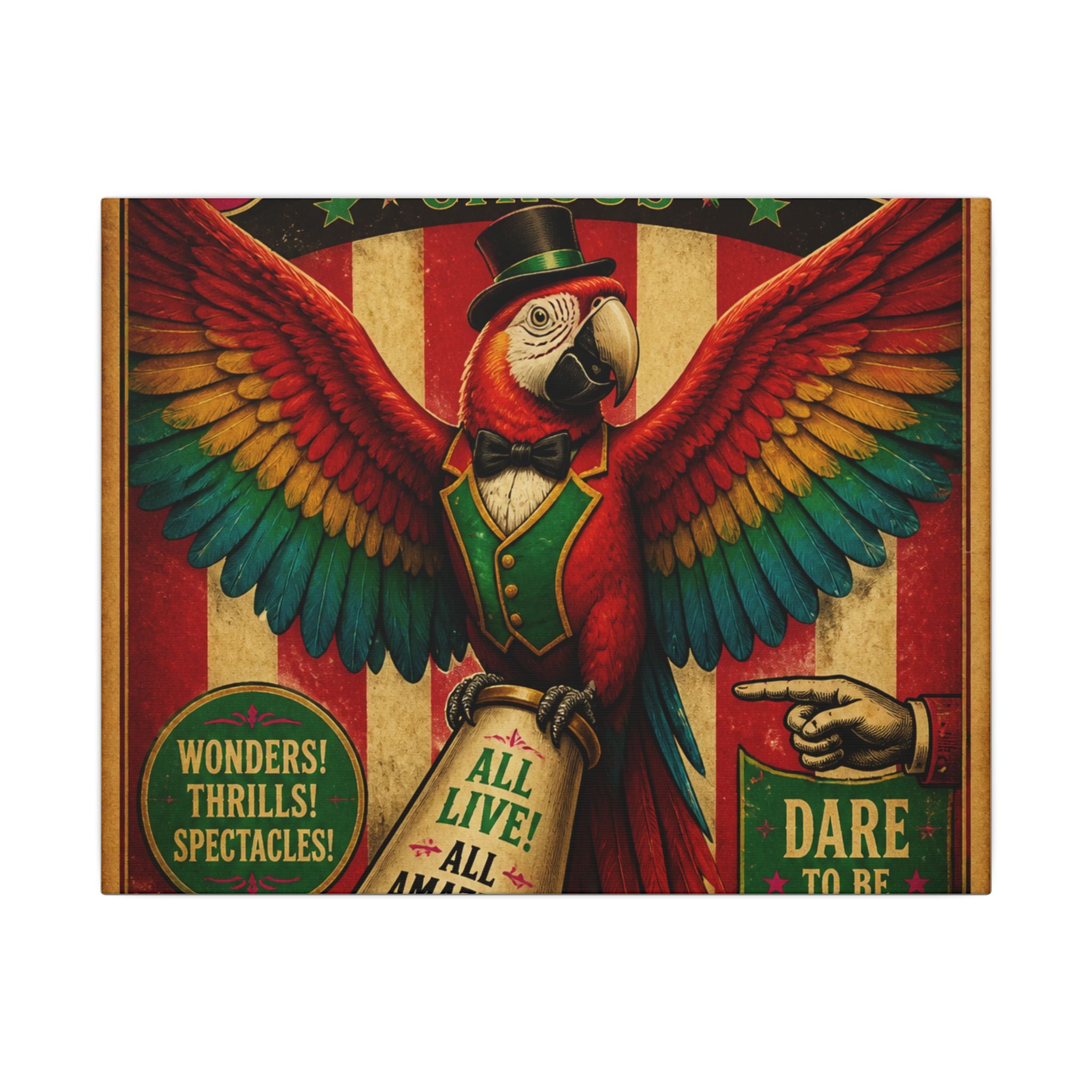 Parrot Ringmaster Wall Art Canvas 24×36 Vintage Circus Bedroom Decor Maximalist Print