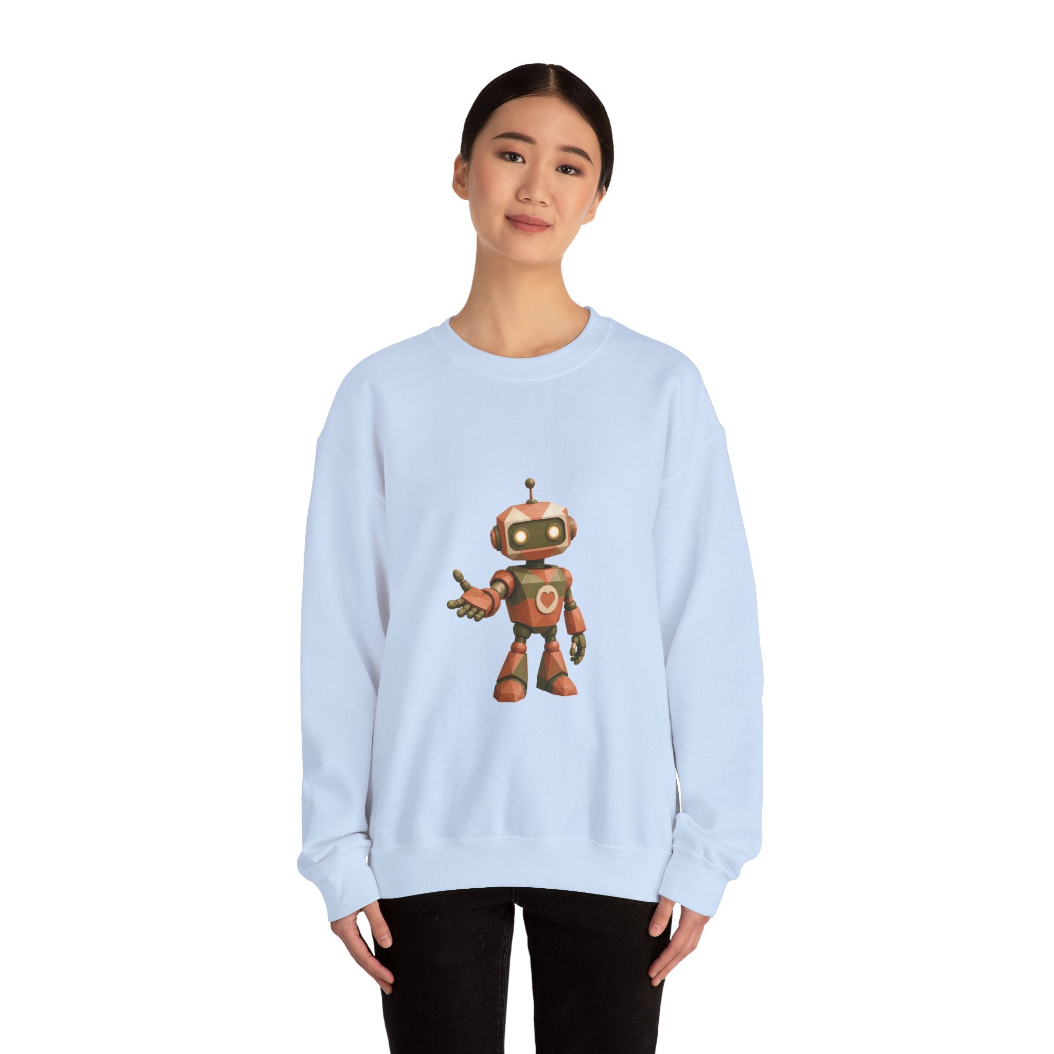 Matching Couple Sweatshirt - Robot & Heart Matching Couple Crewneck Sweatshirt Geometric Art His Hers Couple Gift - Design A