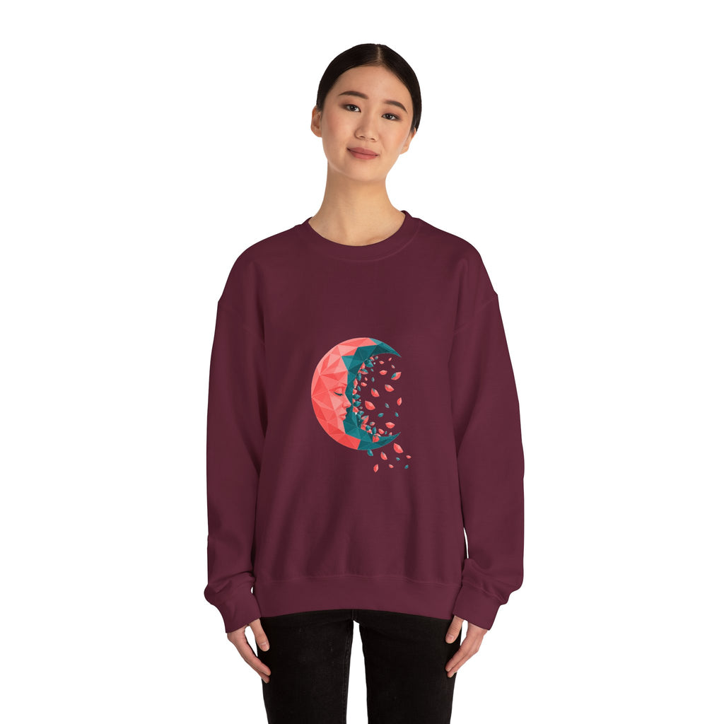 Matching Couple Sweatshirt - Waxing & Waning Moon Matching Couple Crewneck Sweatshirt Geometric Art His Hers Couple Gift - Design B