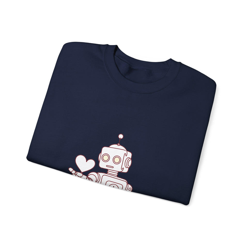Matching Couple Sweatshirt - Robot & Heart Matching Couple Comfort Colors Crew Minimalist Art His Hers Christmas Gift - Design A