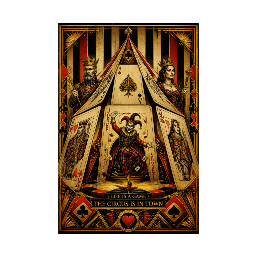 Playing Cards Tent Wall Art Poster 24×36 Art Deco Bar Area Decor Maximalist Print