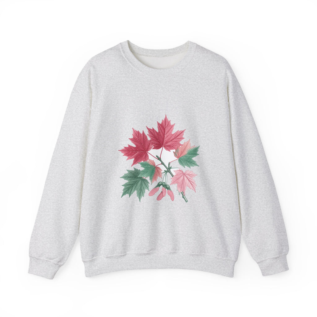 Matching Couple Sweatshirt - Cherry Blossom & Maple Leaf Matching Couple Premium Fleece Sweatshirt Vintage Art His Hers Honeymoon Gift - Design B
