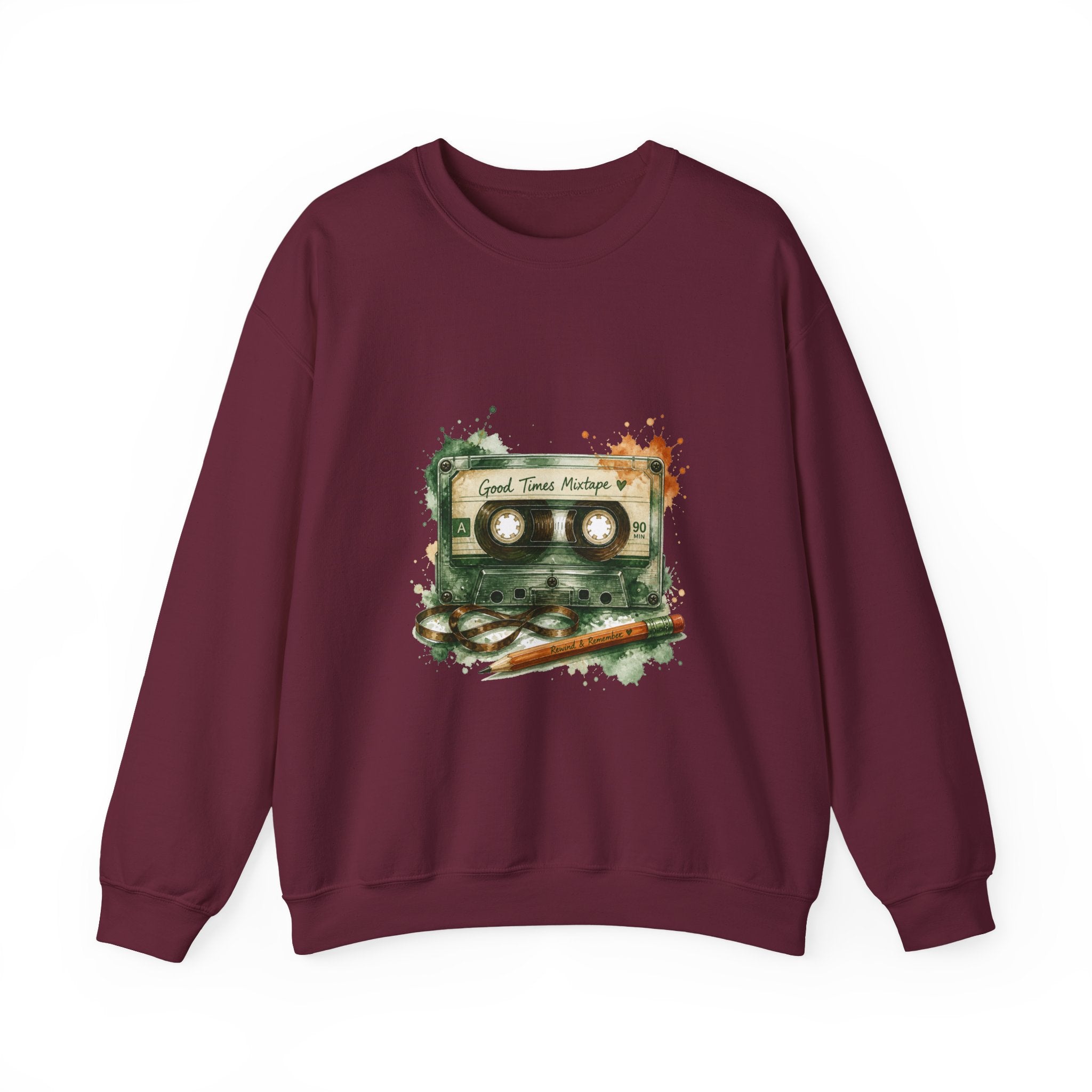 Matching Couple Sweatshirt - Vinyl & Cassette Matching Couple Premium Fleece Sweatshirt Watercolor Art His Hers Birthday Gift - Design B