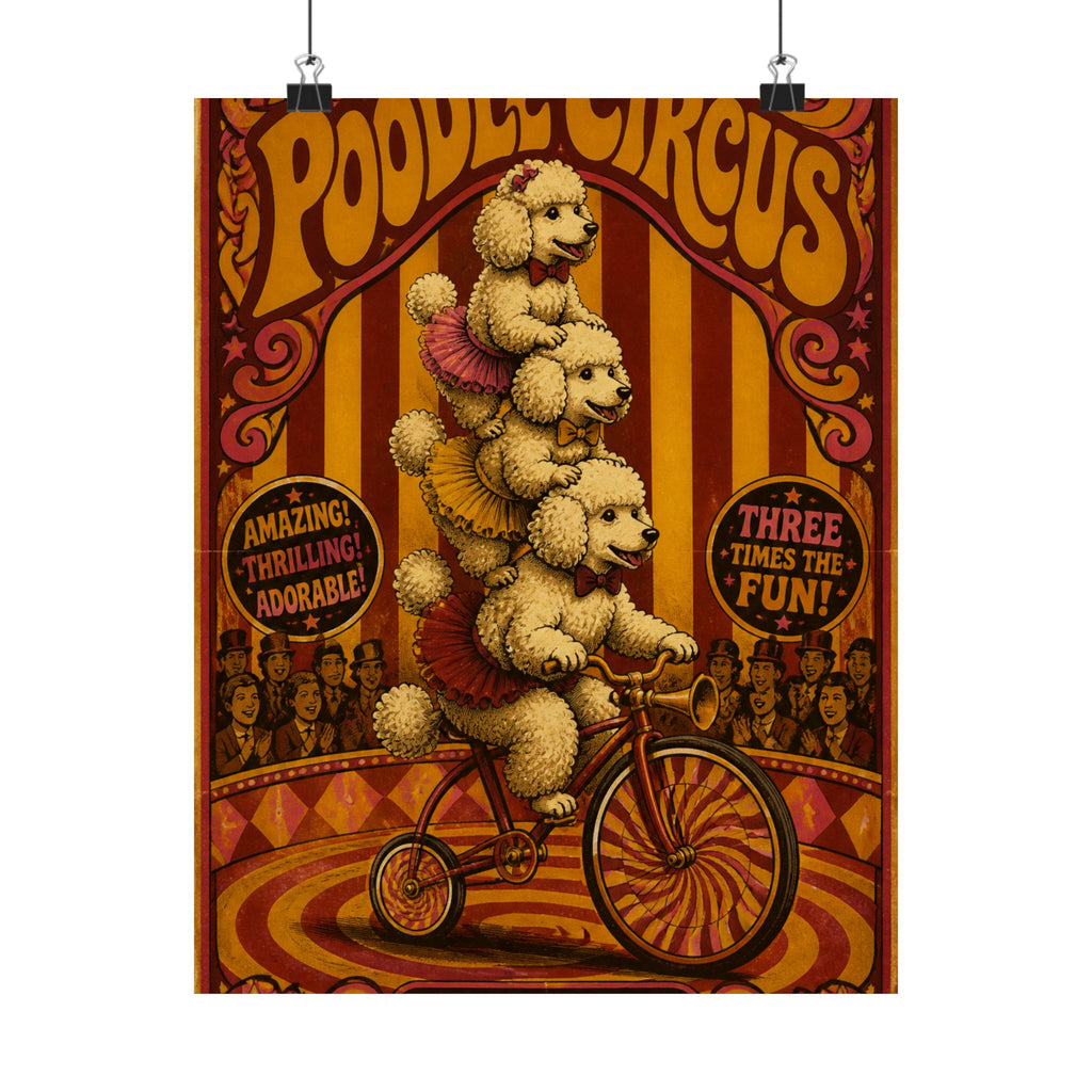 Poodle Stack Bicycle Wall Art Poster 18×24 Psychedelic Cafe Decor Maximalist Print