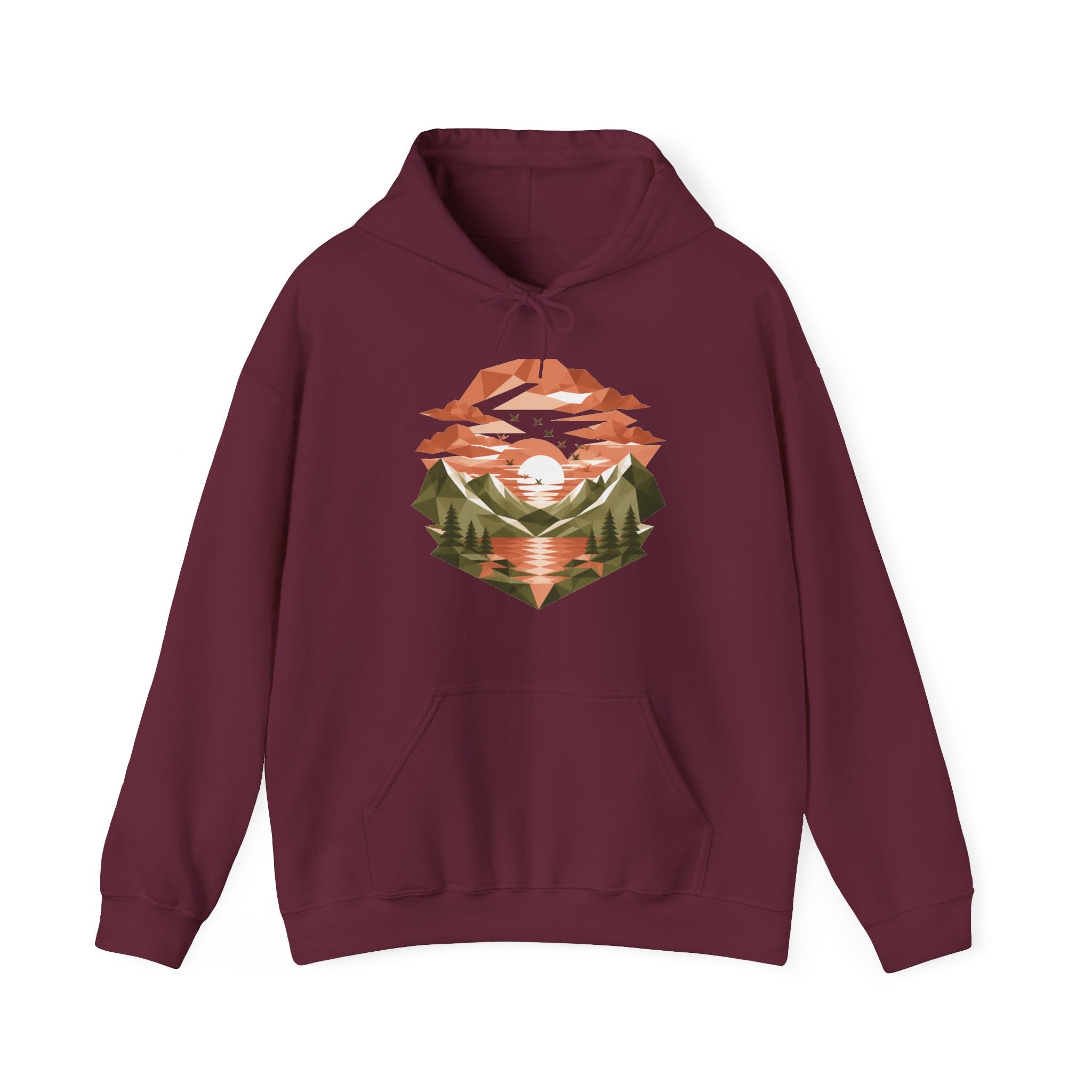 Matching Couple Sweatshirt - Sunrise & Sunset Matching Couple Hooded Sweatshirt Geometric Art His Hers Couple Gift - Design B