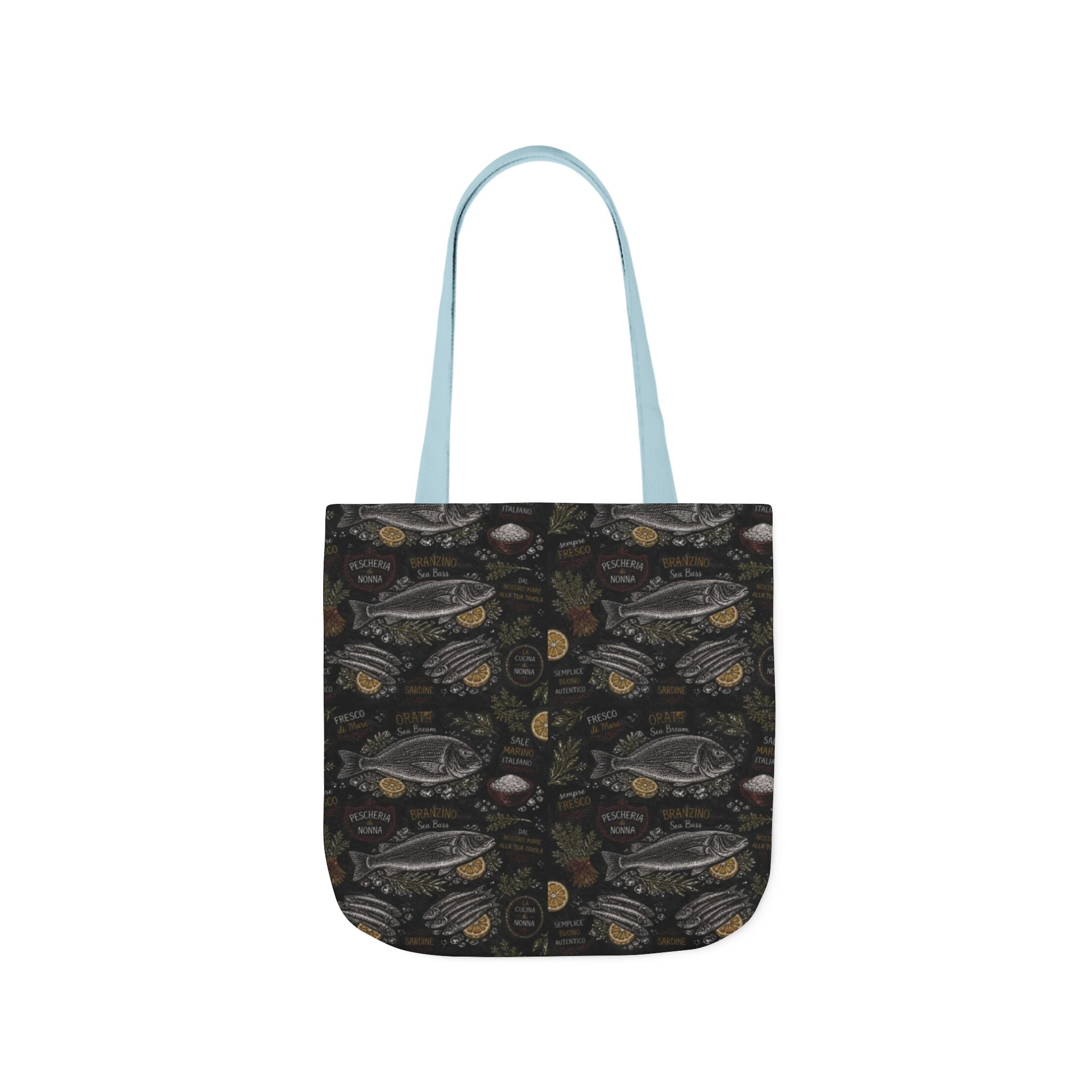Mediterranean Fish Canvas Tote Bag Mediterranean Kitchen Chalk Art Design Italian Cottagecore Gift