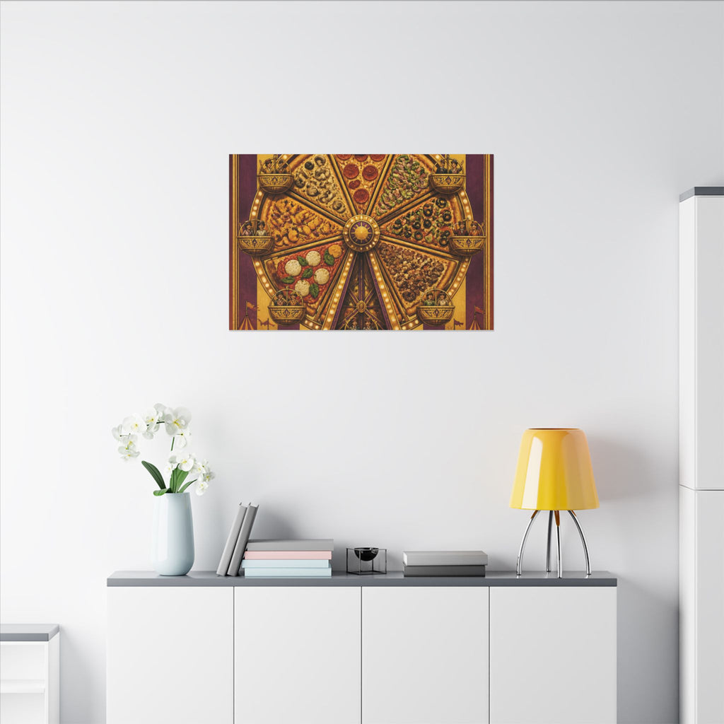 Pizza Ferris Wheel Wall Art Canvas 16×20 Art Deco Entryway Decor Maximalist Print