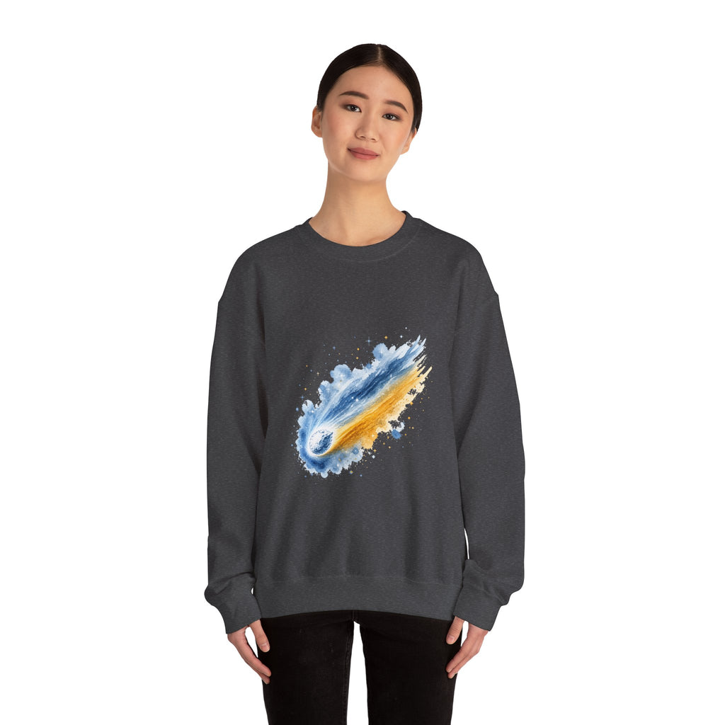 Matching Couple Sweatshirt - Comet & Asteroid Matching Couple Crewneck Sweatshirt Watercolor Art His Hers Engagement Gift - Design A