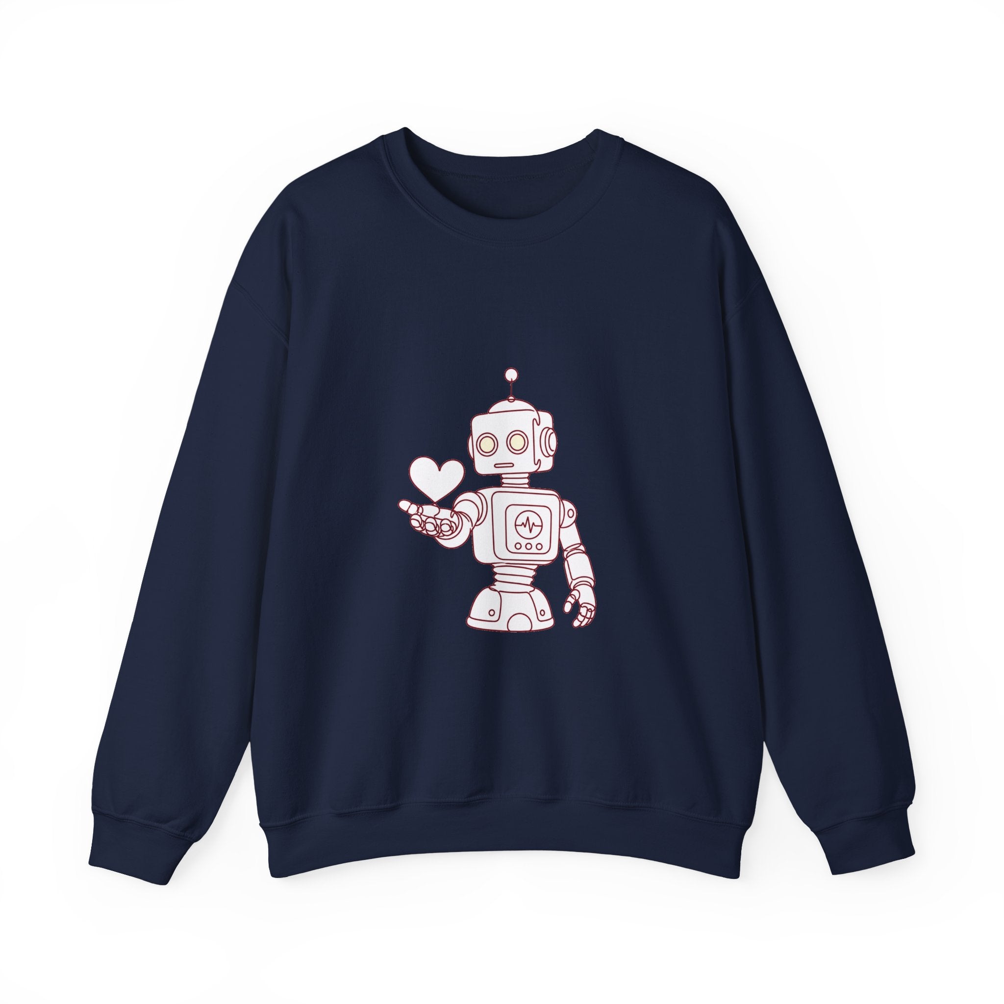 Matching Couple Sweatshirt - Robot & Heart Matching Couple Comfort Colors Crew Minimalist Art His Hers Christmas Gift - Design A