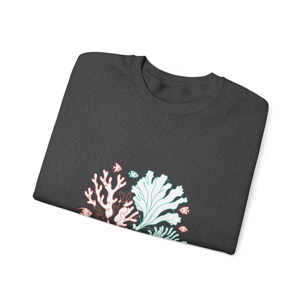 Matching Couple Sweatshirt - Coral Reef & Deep Sea Matching Couple Crewneck Sweatshirt Minimalist Art His Hers Valentine Gift - Design A
