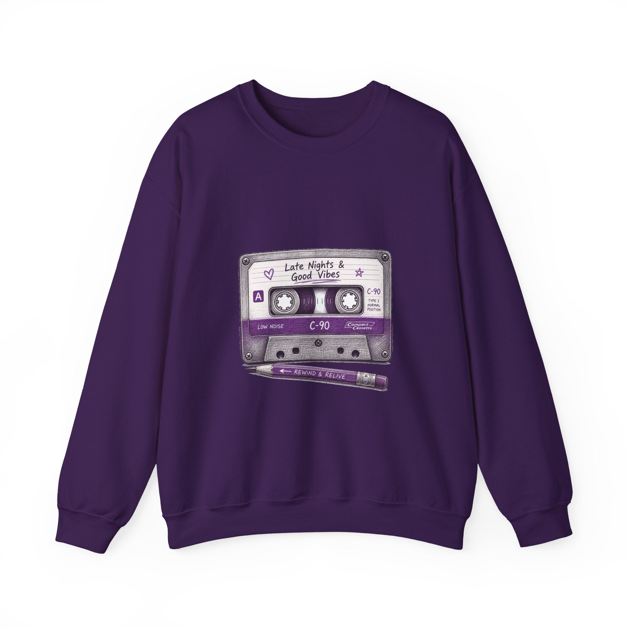 Matching Couple Sweatshirt - Vinyl & Cassette Matching Couple Crewneck Sweatshirt Hand-Drawn Art His Hers Best Friend Gift - Design B