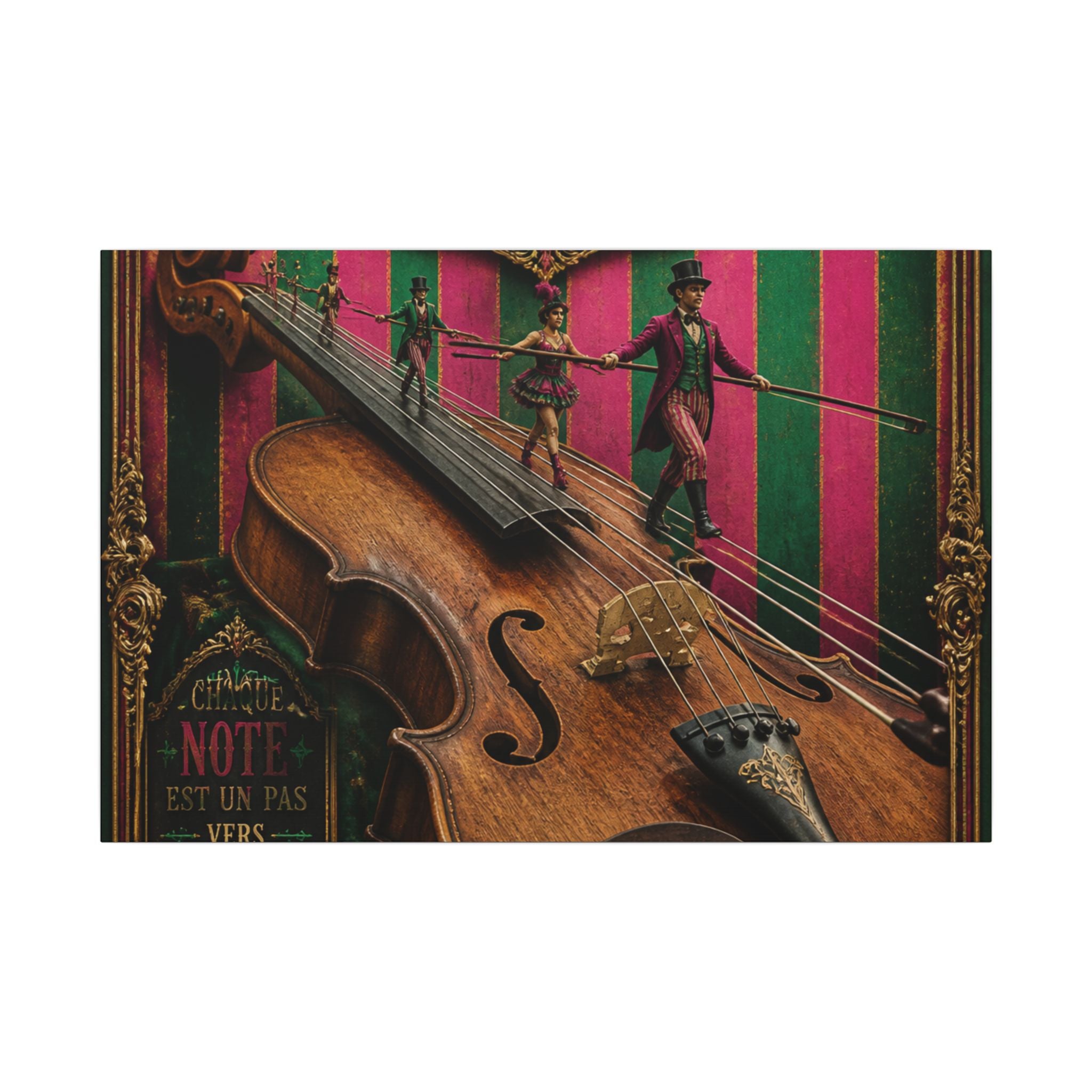 Violin Tightrope Bridge Wall Art Canvas 16×20 Baroque Home Office Decor Maximalist Print