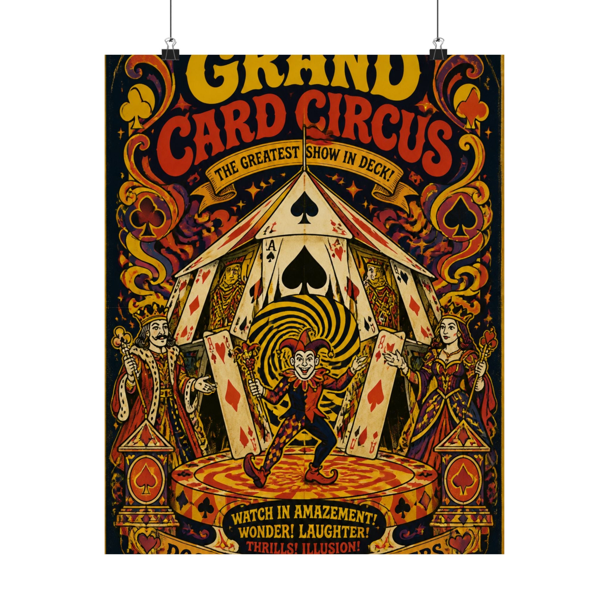 Playing Cards Tent Wall Art Poster 24×36 Psychedelic Dining Room Decor Maximalist Print