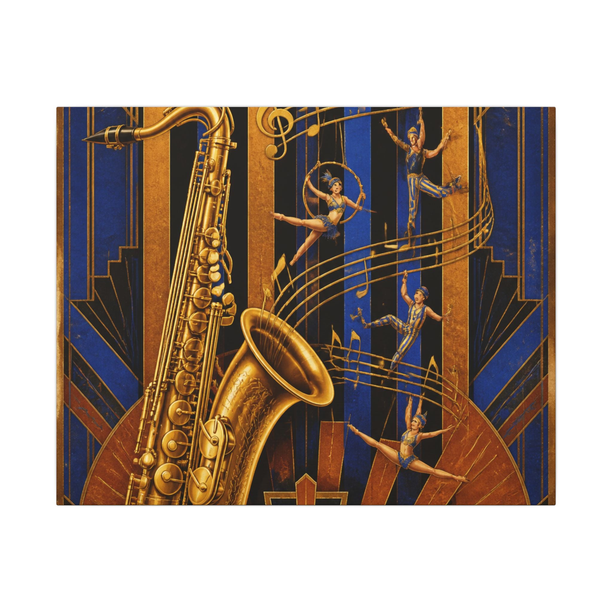 Saxophone Music Circus Wall Art Canvas 16×20 Art Deco Entryway Decor Maximalist Print