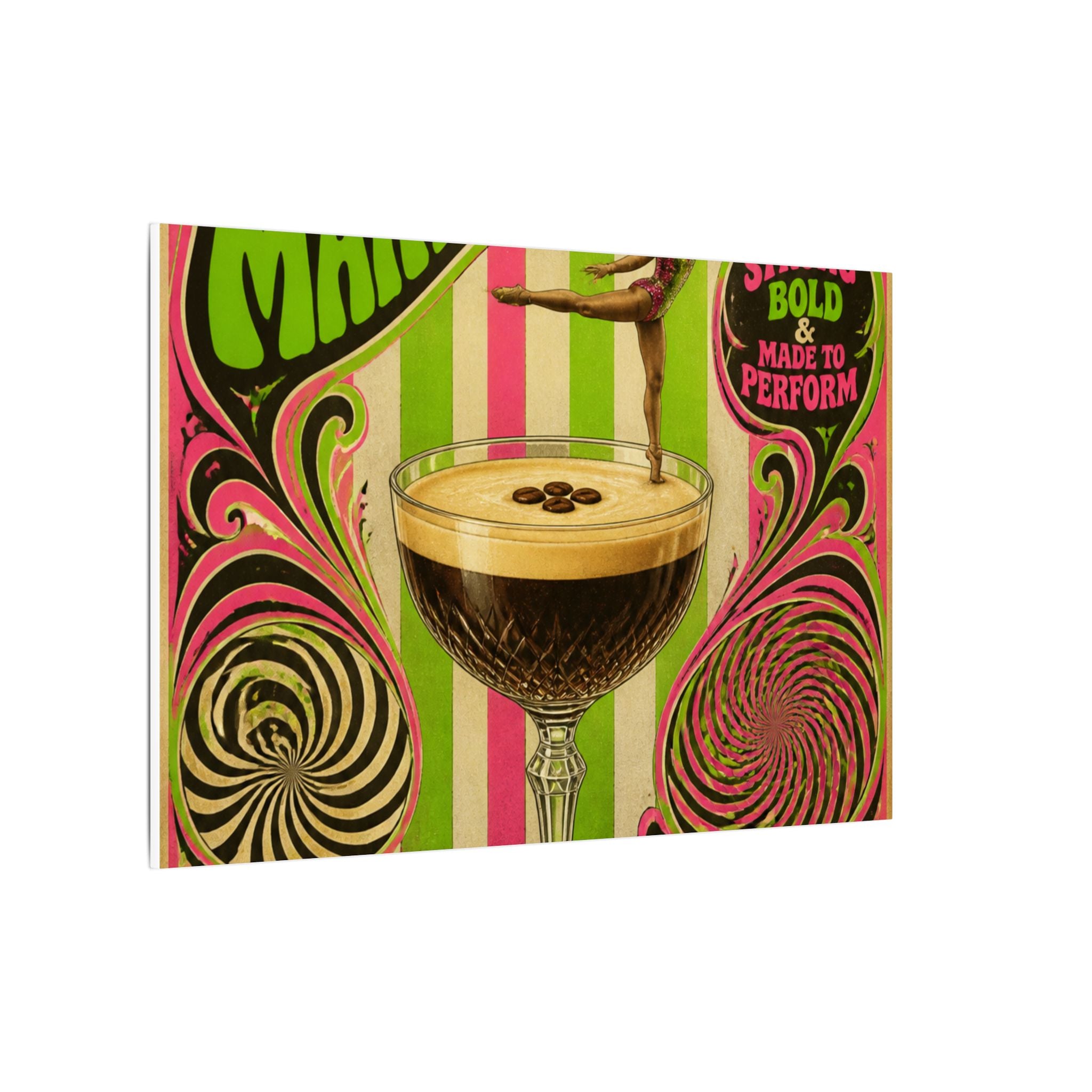 Espresso Martini Acrobat Wall Art Canvas 24×36 Psychedelic Dining Room Decor Maximalist Print