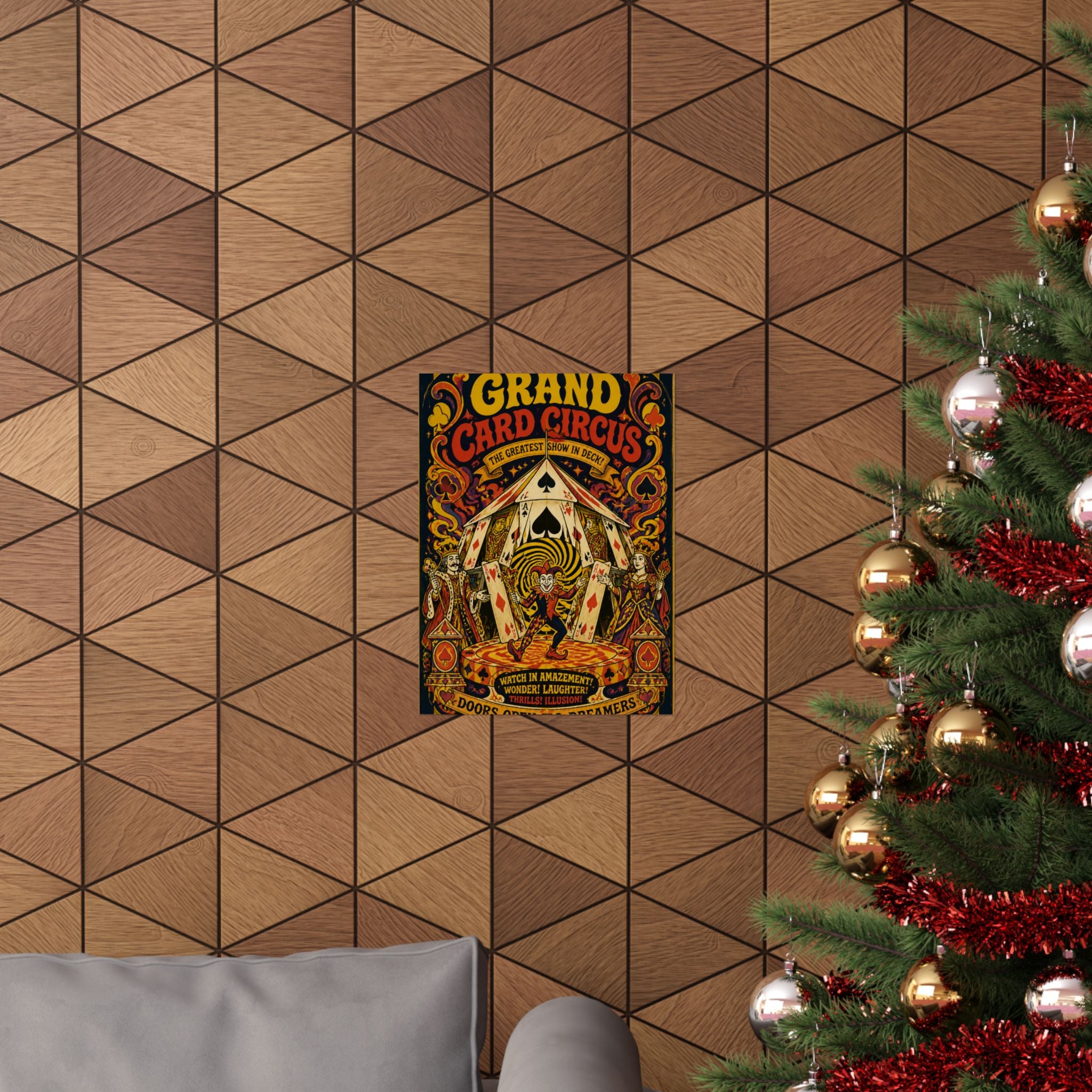 Playing Cards Tent Wall Art Poster 24×36 Psychedelic Dining Room Decor Maximalist Print