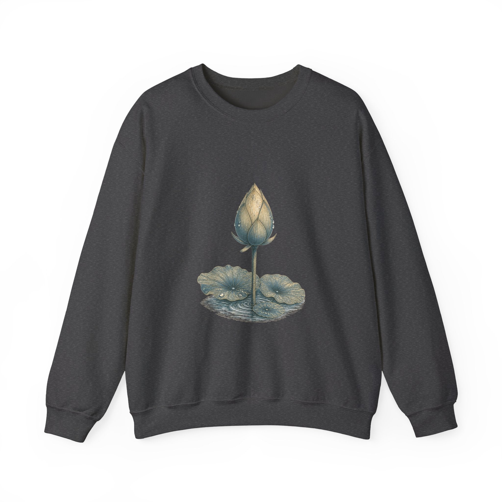 Matching Couple Sweatshirt - Open & Closed Lotus Matching Couple Crewneck Sweatshirt Vintage Art His Hers Wedding Gift - Design B