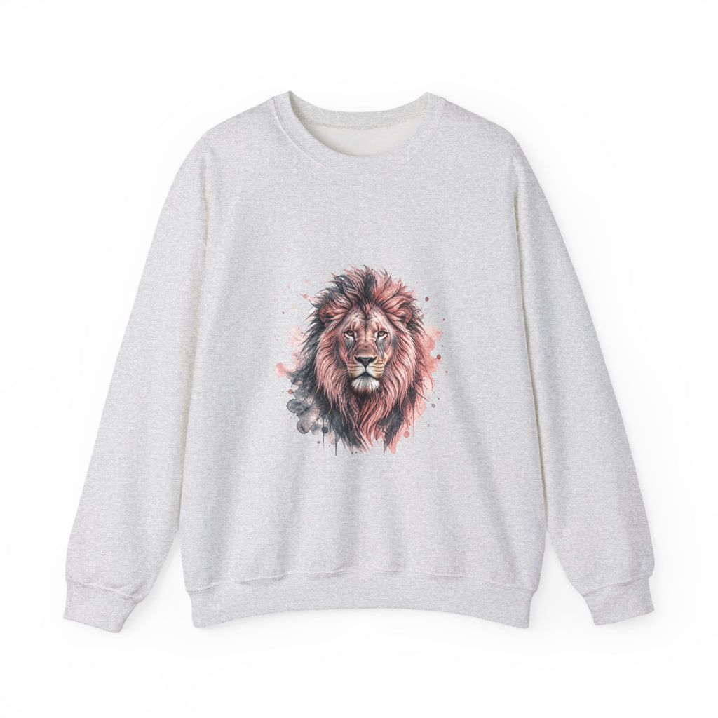 Matching Couple Sweatshirt - Lion & Lamb Matching Couple Crewneck Sweatshirt Watercolor Art His Hers Engagement Gift - Design A