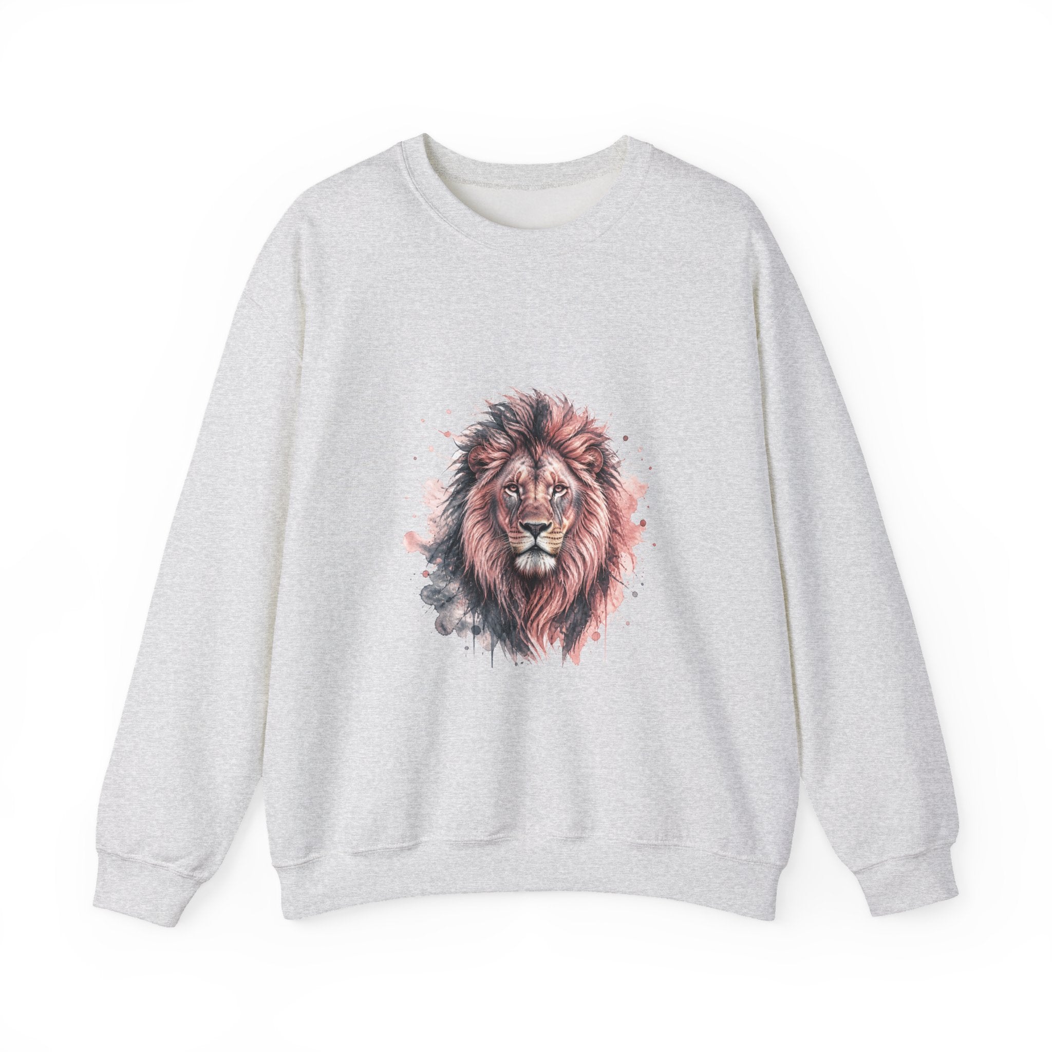 Matching Couple Sweatshirt - Lion & Lamb Matching Couple Crewneck Sweatshirt Watercolor Art His Hers Engagement Gift - Design A