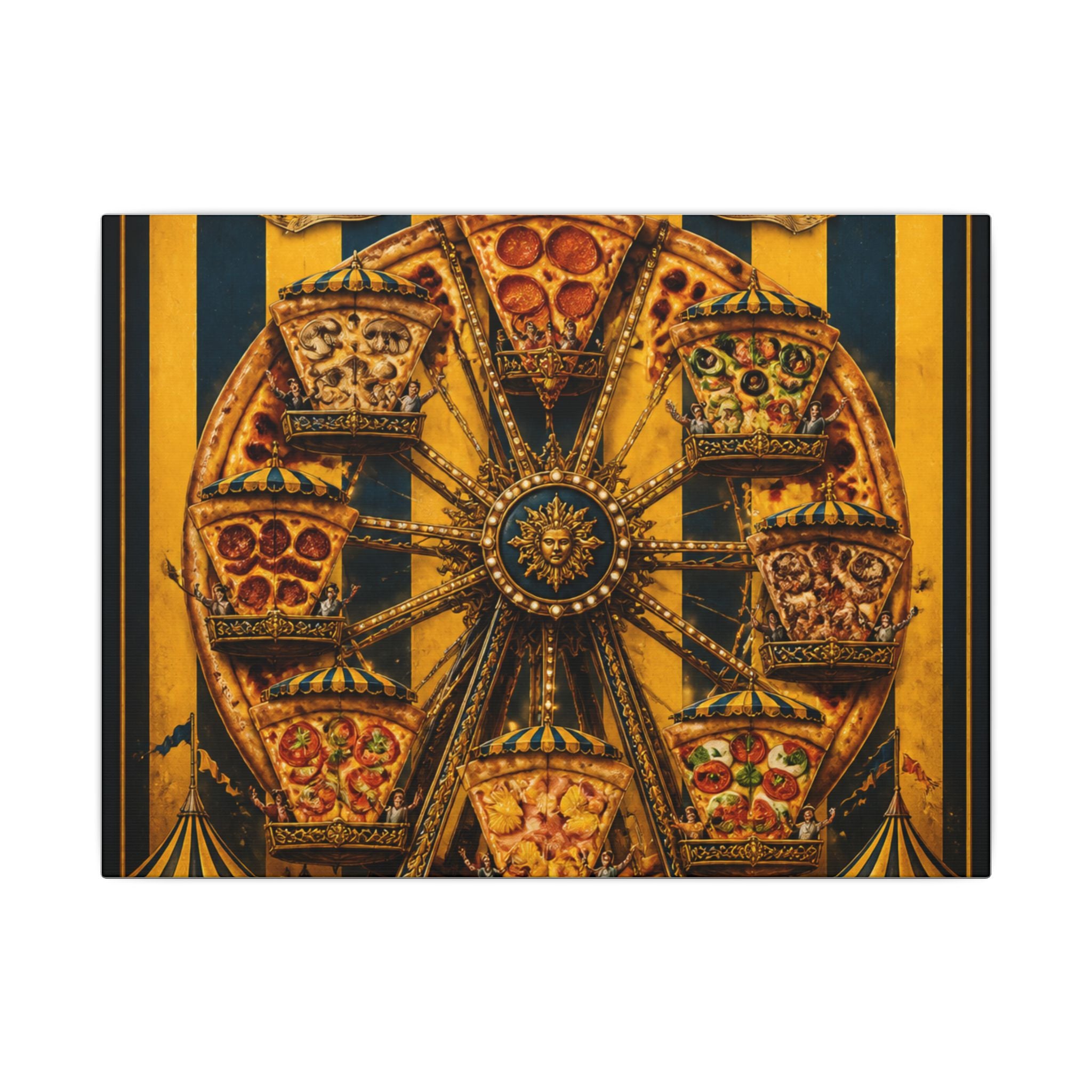 Pizza Ferris Wheel Wall Art Canvas 16×20 Baroque Home Office Decor Maximalist Print