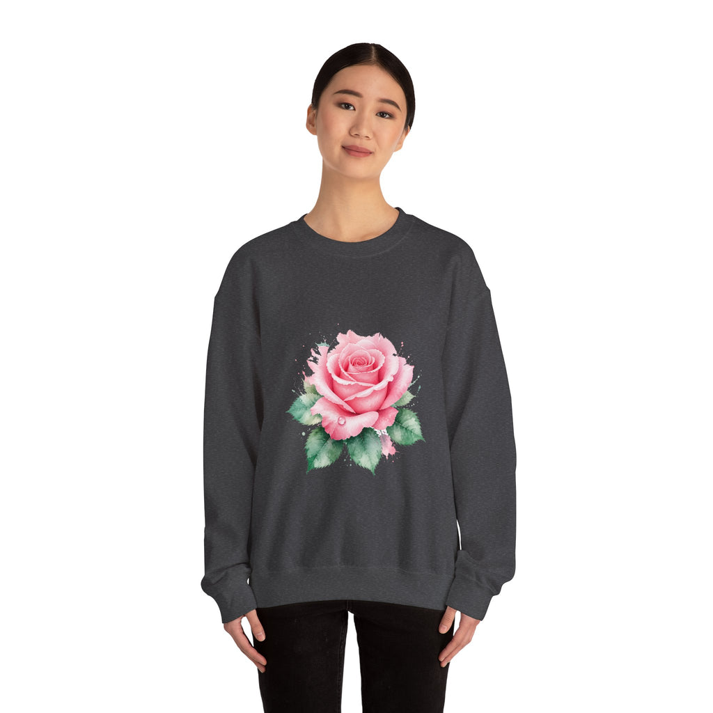 Matching Couple Sweatshirt - Rose & Thorn Matching Couple Comfort Colors Crew Watercolor Art His Hers Birthday Gift - Design A