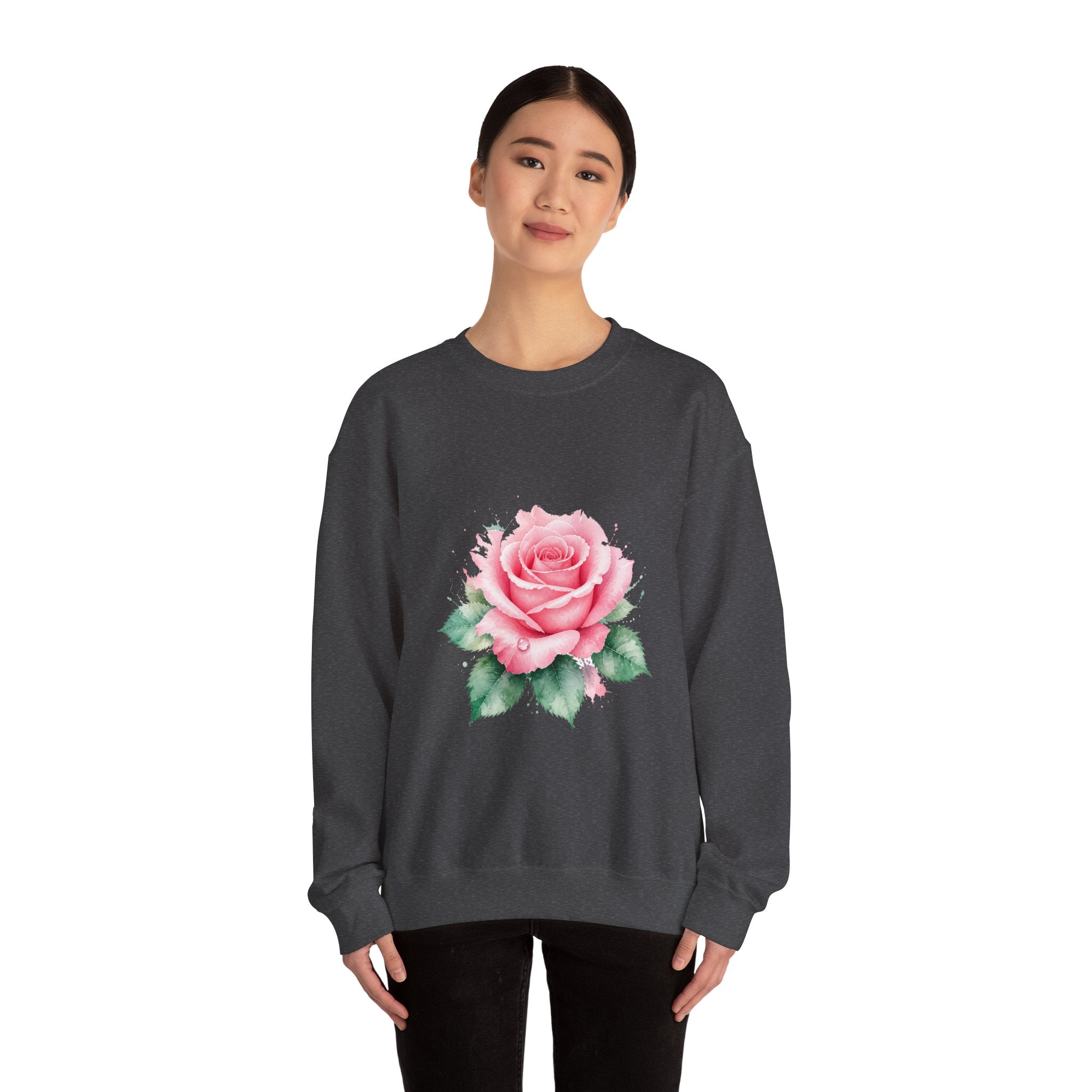 Matching Couple Sweatshirt - Rose & Thorn Matching Couple Comfort Colors Crew Watercolor Art His Hers Birthday Gift - Design A