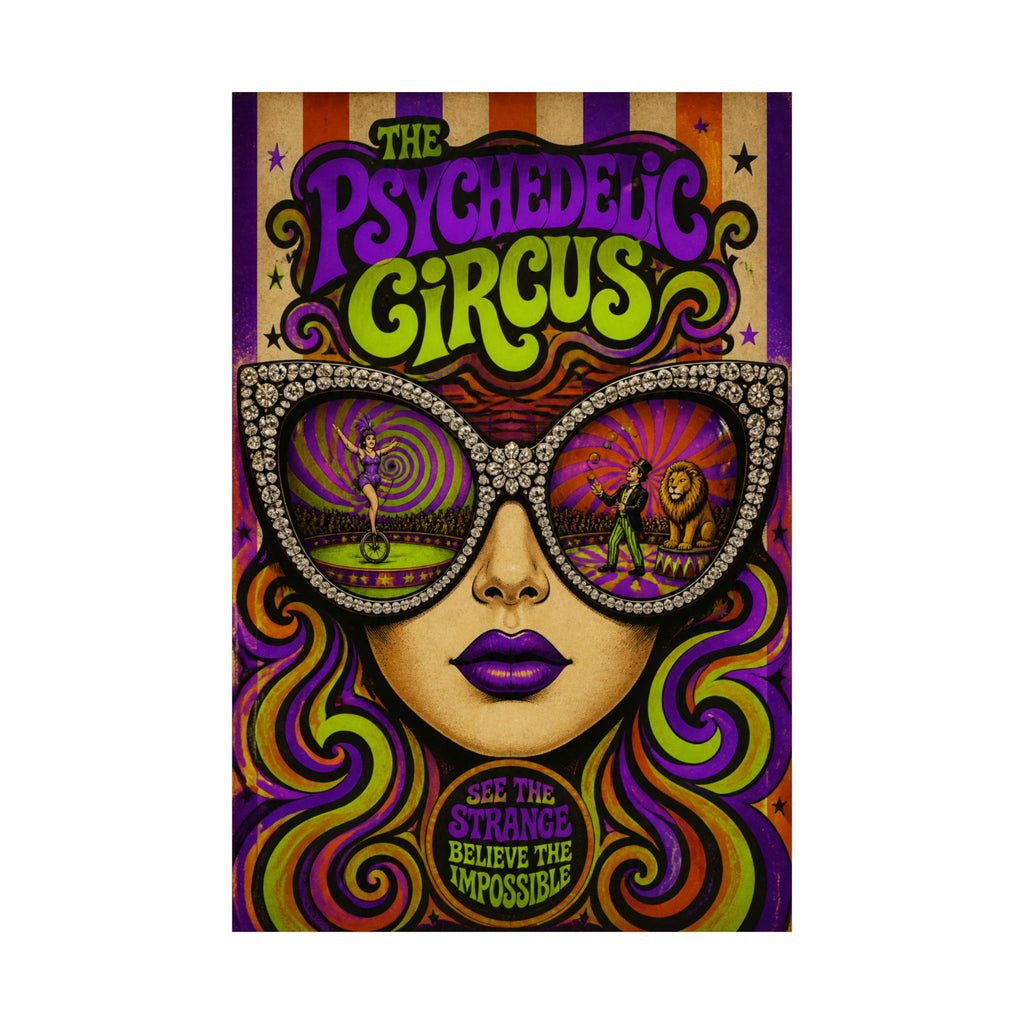 Sunglasses Circus Ring Wall Art Poster 24×36 Psychedelic Dining Room Decor Maximalist Print