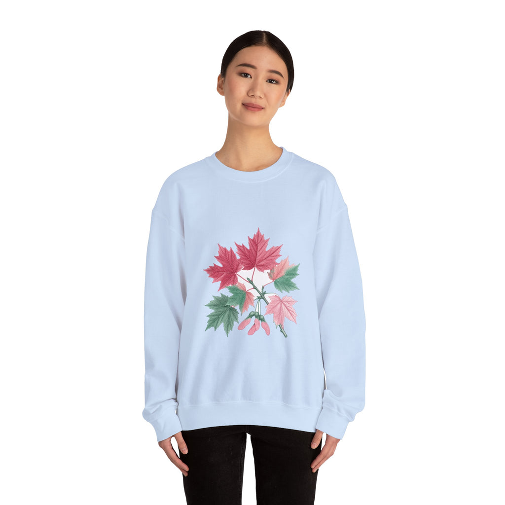 Matching Couple Sweatshirt - Cherry Blossom & Maple Leaf Matching Couple Premium Fleece Sweatshirt Vintage Art His Hers Honeymoon Gift - Design B