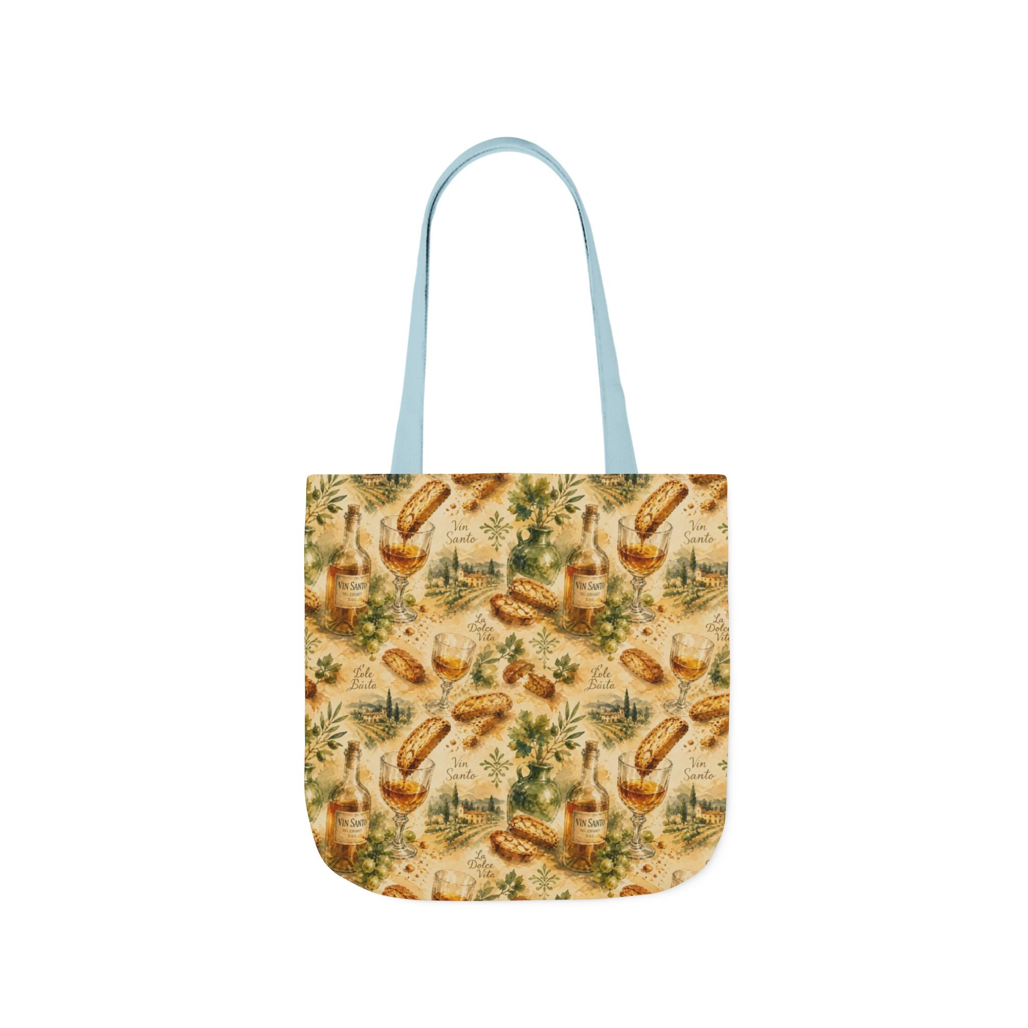 Biscotti & Vin Santo Canvas Tote Bag Mediterranean Kitchen Watercolor Splash Design Italian Cottagecore Gift