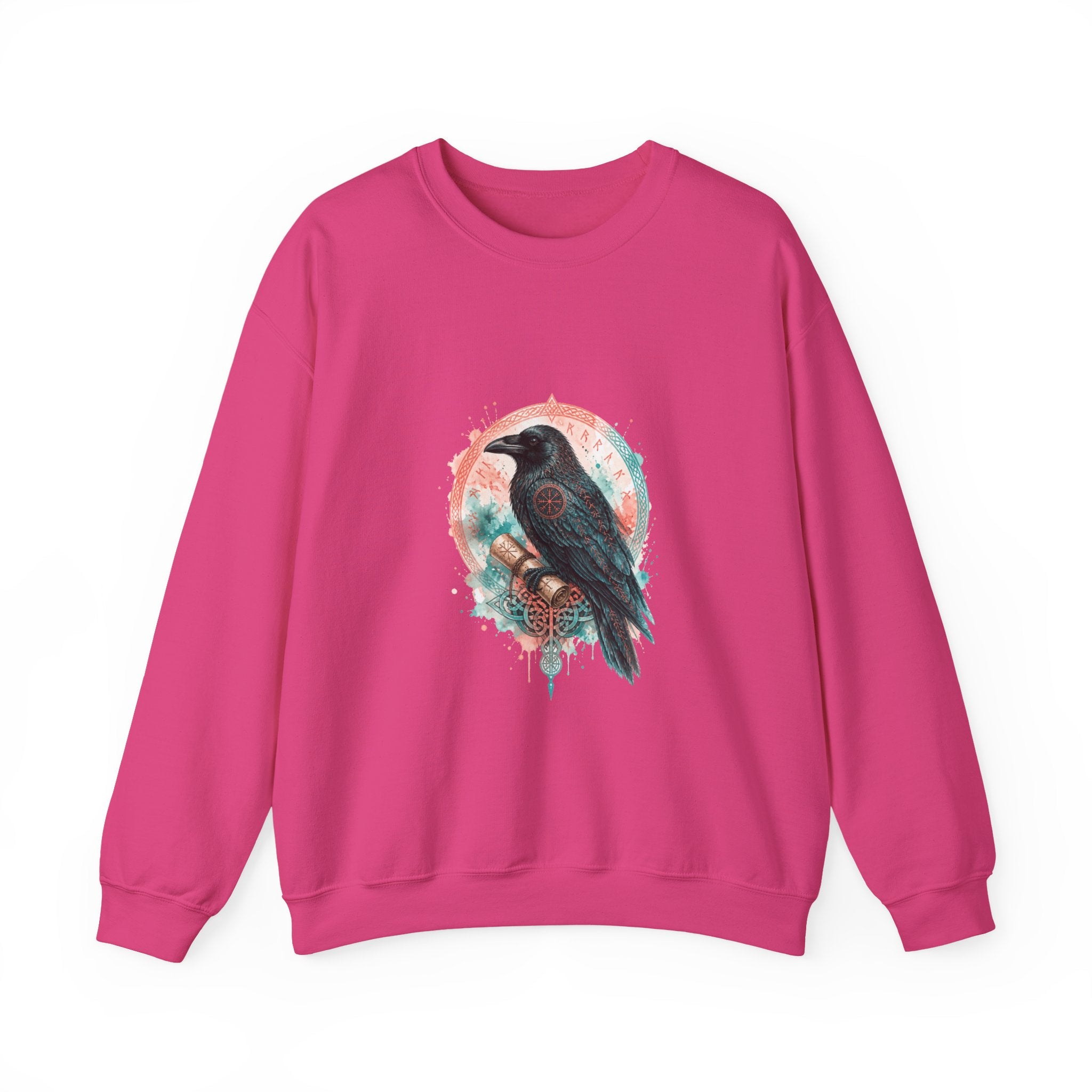 Matching Couple Sweatshirt - Huginn & Muninn Matching Couple Crewneck Sweatshirt Watercolor Art His Hers Engagement Gift - Design B